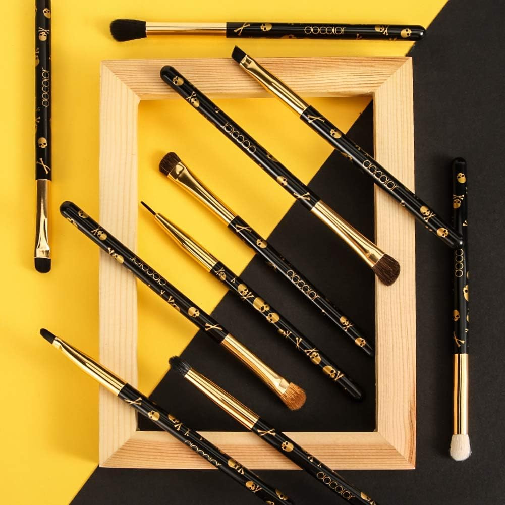 10-Piece Professional Eye Makeup Brush Set - Soft Synthetic Hair & Real Wood Handles for Flawless Eyeshadow, Eyebrow, and Eyeliner Application