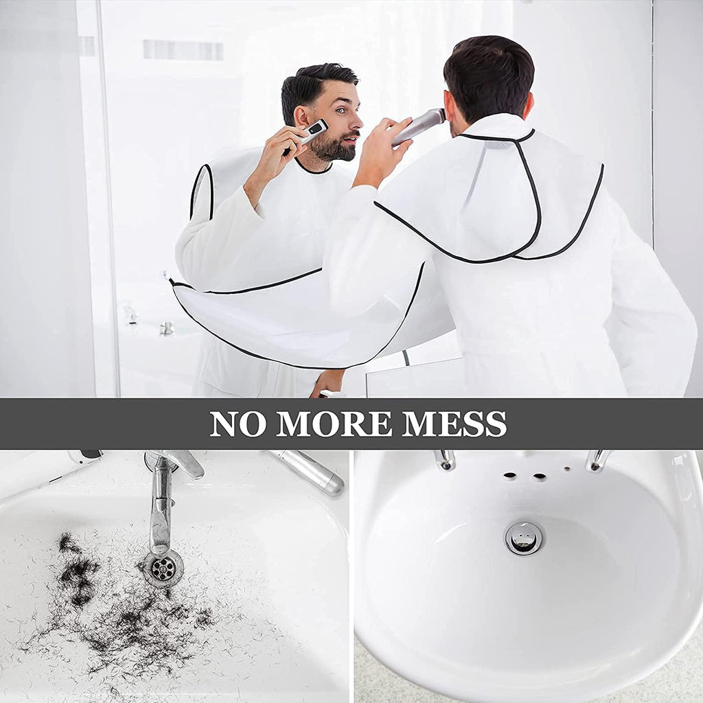Beard Bib - Ultimate Hair Clippings Catcher & Grooming Cape with Non-Stick Cloth and Suction Cups - Perfect Gift for Men, Fathers, and Husbands