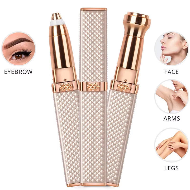 2 in 1 Women'S Electric Epilator USB Charging Portable Hair Remover Bikini Painless Shaver for Women Body Facial Eyebrow Trimmer