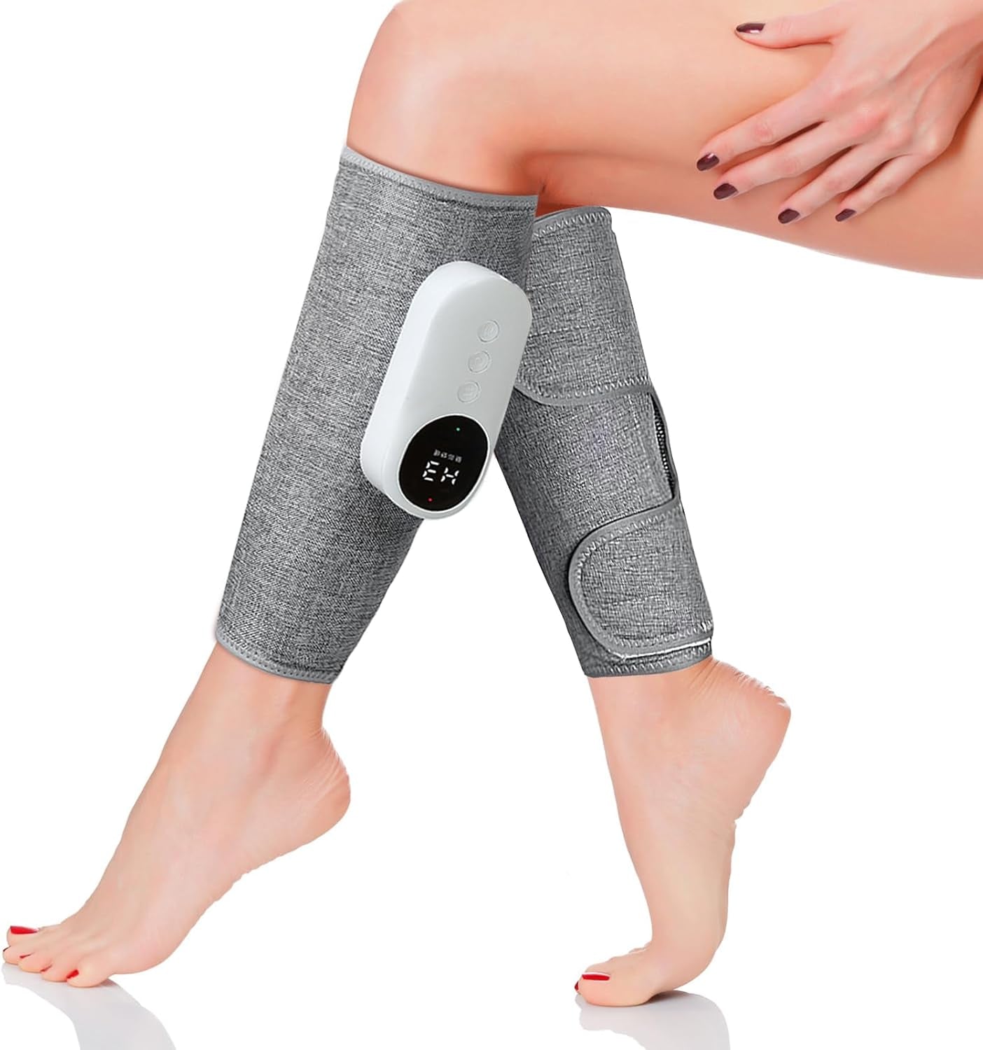 Premium Leg Massager for Calf Relief and Enhanced Circulation with Heat, Three Intensity Levels, Adjustable Fit, and Rechargeable Design - Gray
