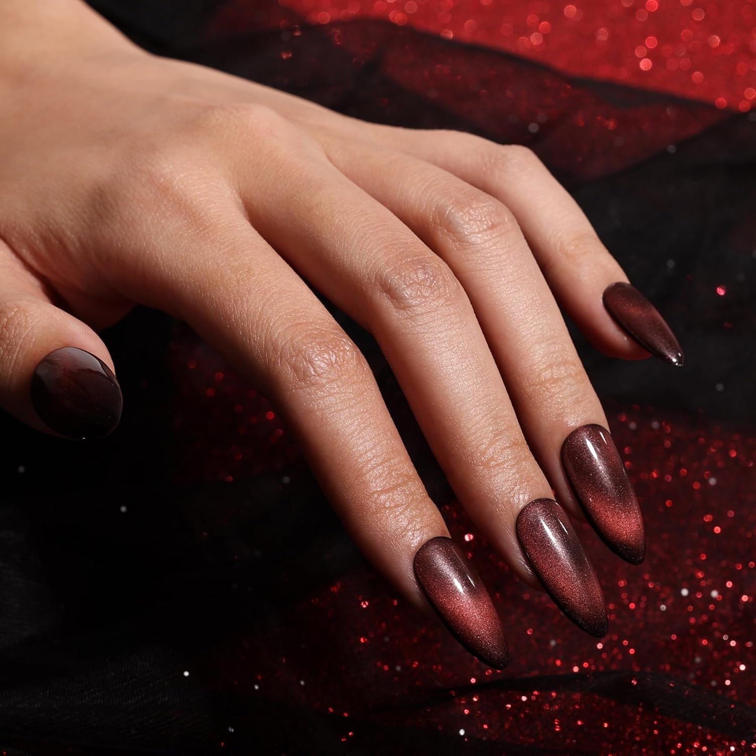 Cat Eye Gel Nail Polish - Stunning Red Shade, KA864, 10ml - Cures Under UV/LED Lamp for Dazzling Effects!