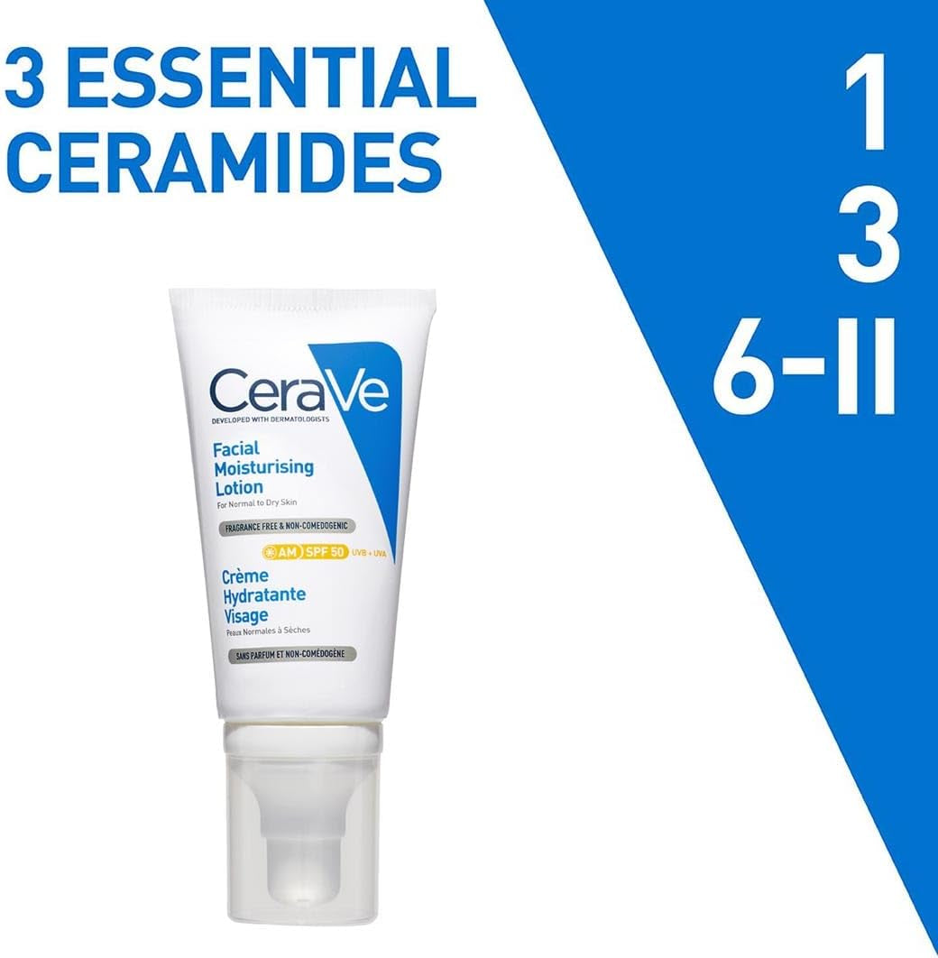 Cerave AM Facial Moisturizing Lotion for Normal to Dry Skin - 52ml with UV Protection & 3 Essential Ceramides