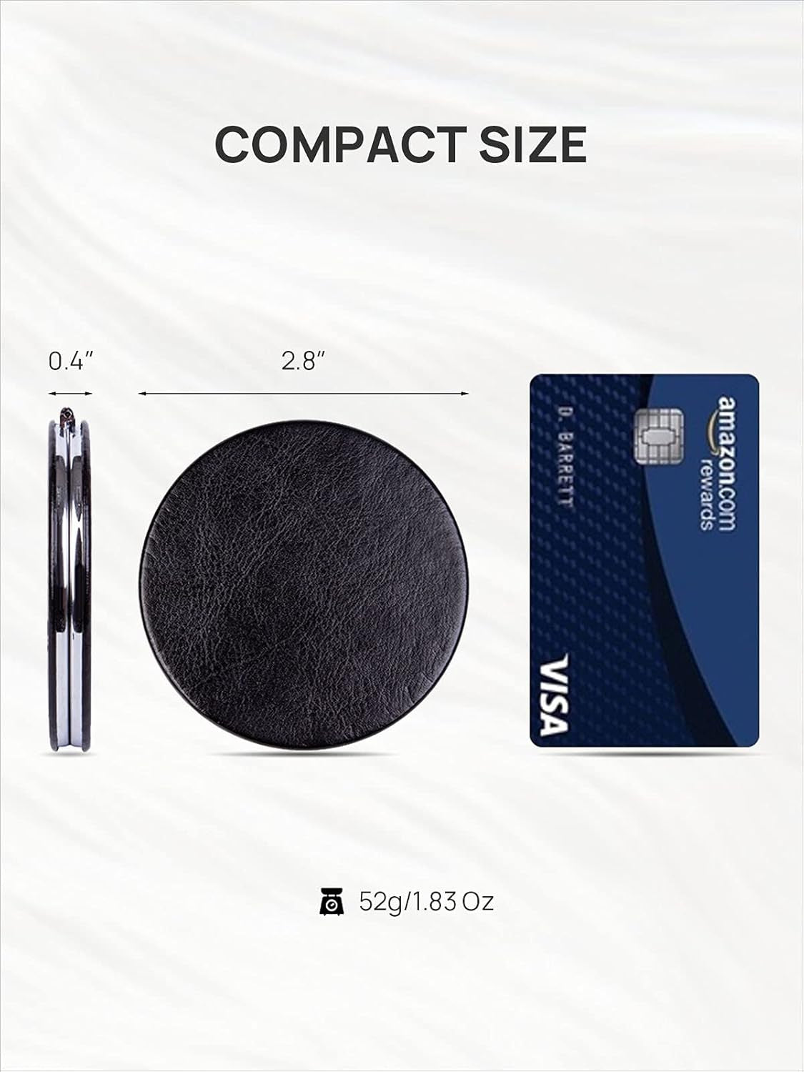Ultra-Portable Compact Mirror with 1X/10X Magnification - Stylish Round Design in Classic Black, Perfect for Purses and Travel