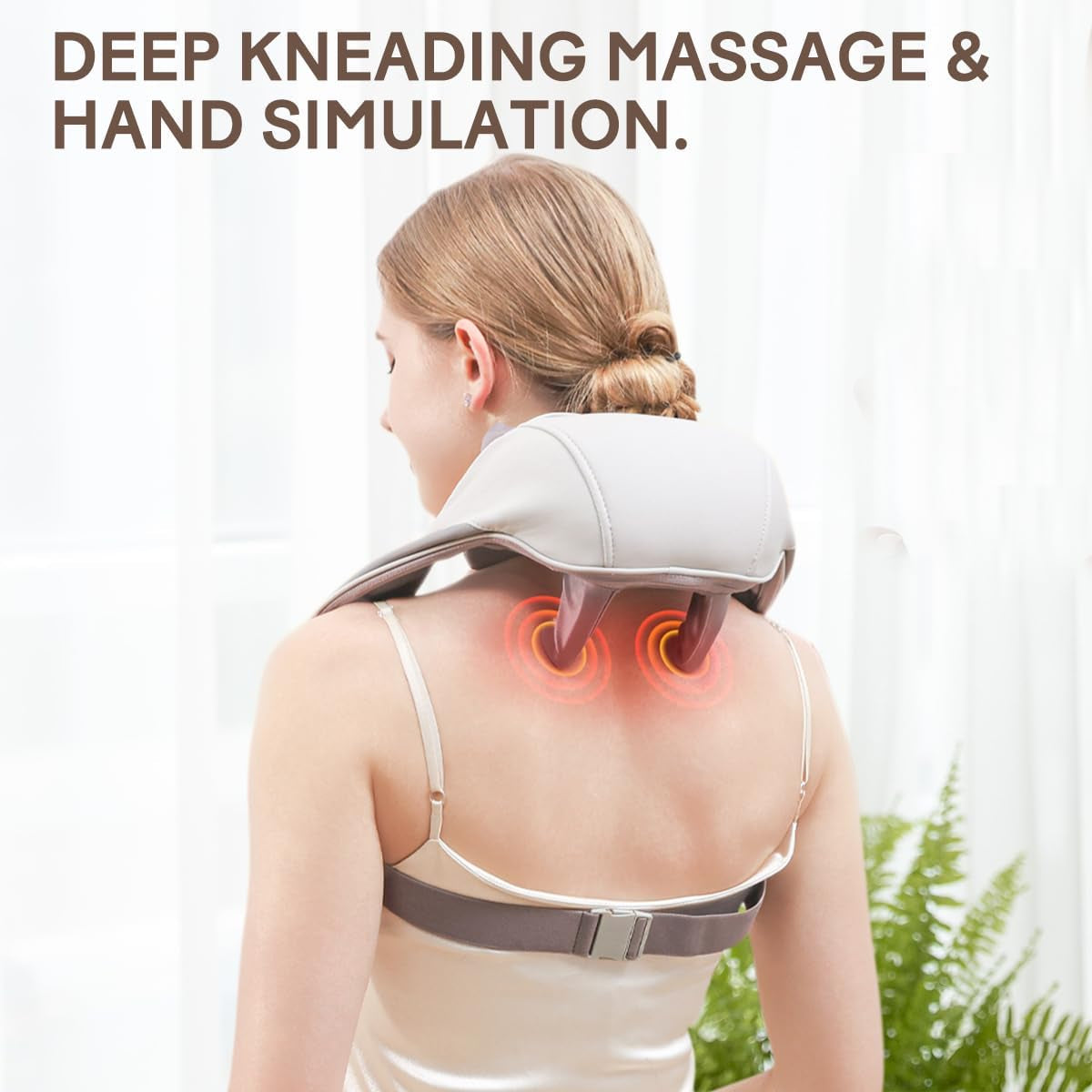 Revolutionary Wireless Neck Massager with Soothing Heat - Ultimate Portable Relief for Neck, Shoulders, and Back - Perfect Gift for Home, Office, or Travel (Apricot)