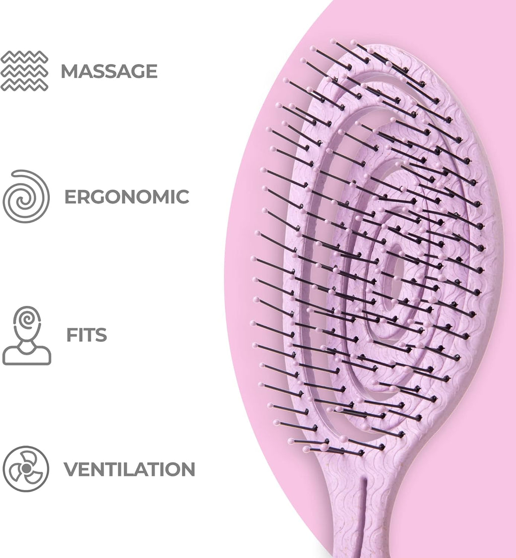 Spiral Detangling Hair Brush - Effortlessly Removes Tangles for All Hair Types - Lilac
