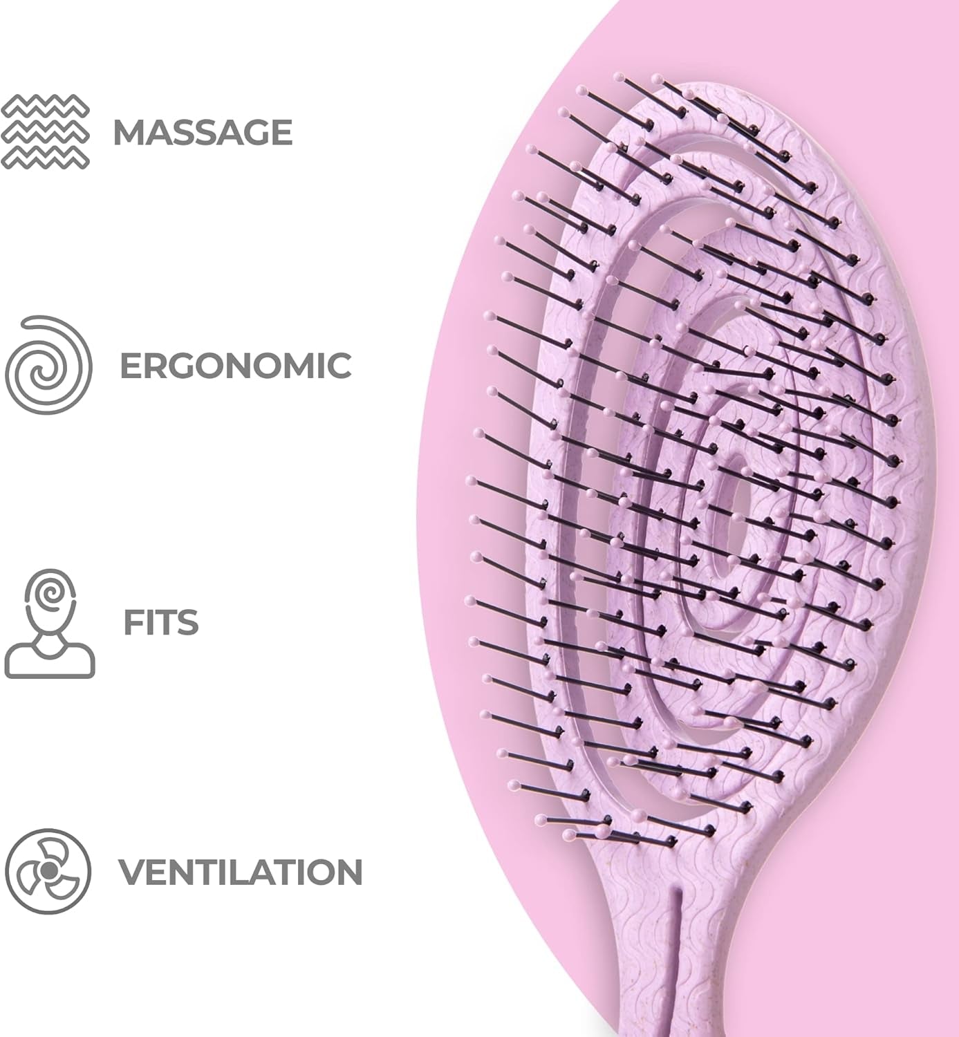 Spiral Detangling Hair Brush - Effortlessly Removes Tangles for All Hair Types - Lilac