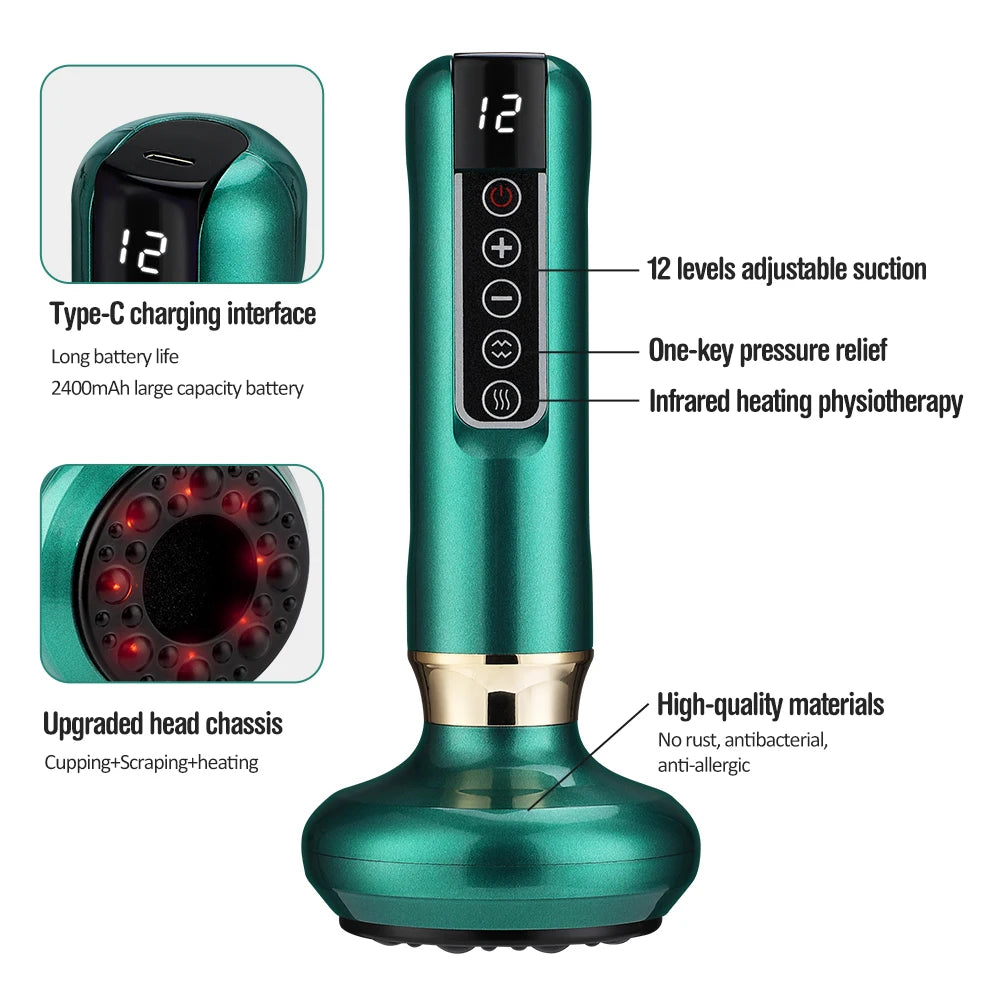 Revolutionary Smart Vacuum Massage Jars - Rechargeable Cupping Device with Infrared Heating for Ultimate Body Relaxation