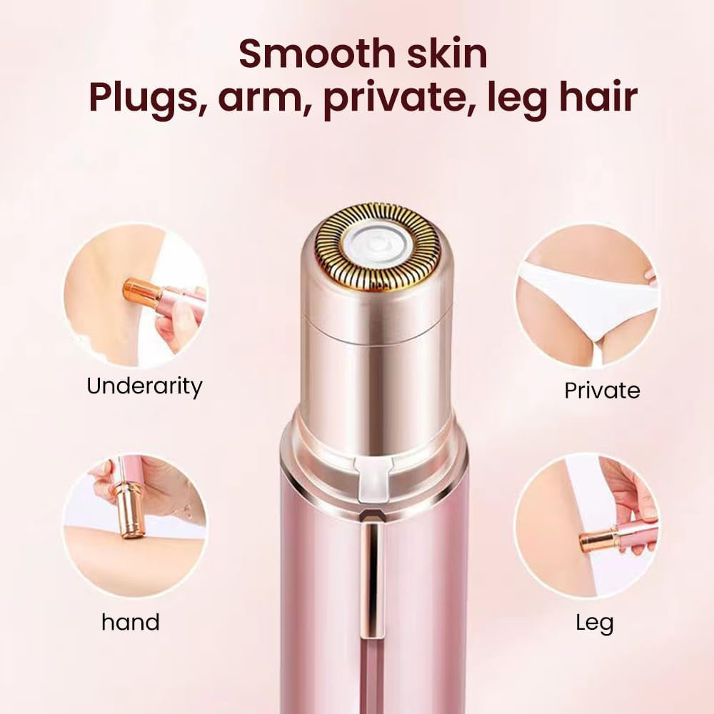 Flawless Rose Gold Facial Hair Remover - USB Rechargeable, Waterproof & Painless with LED Light