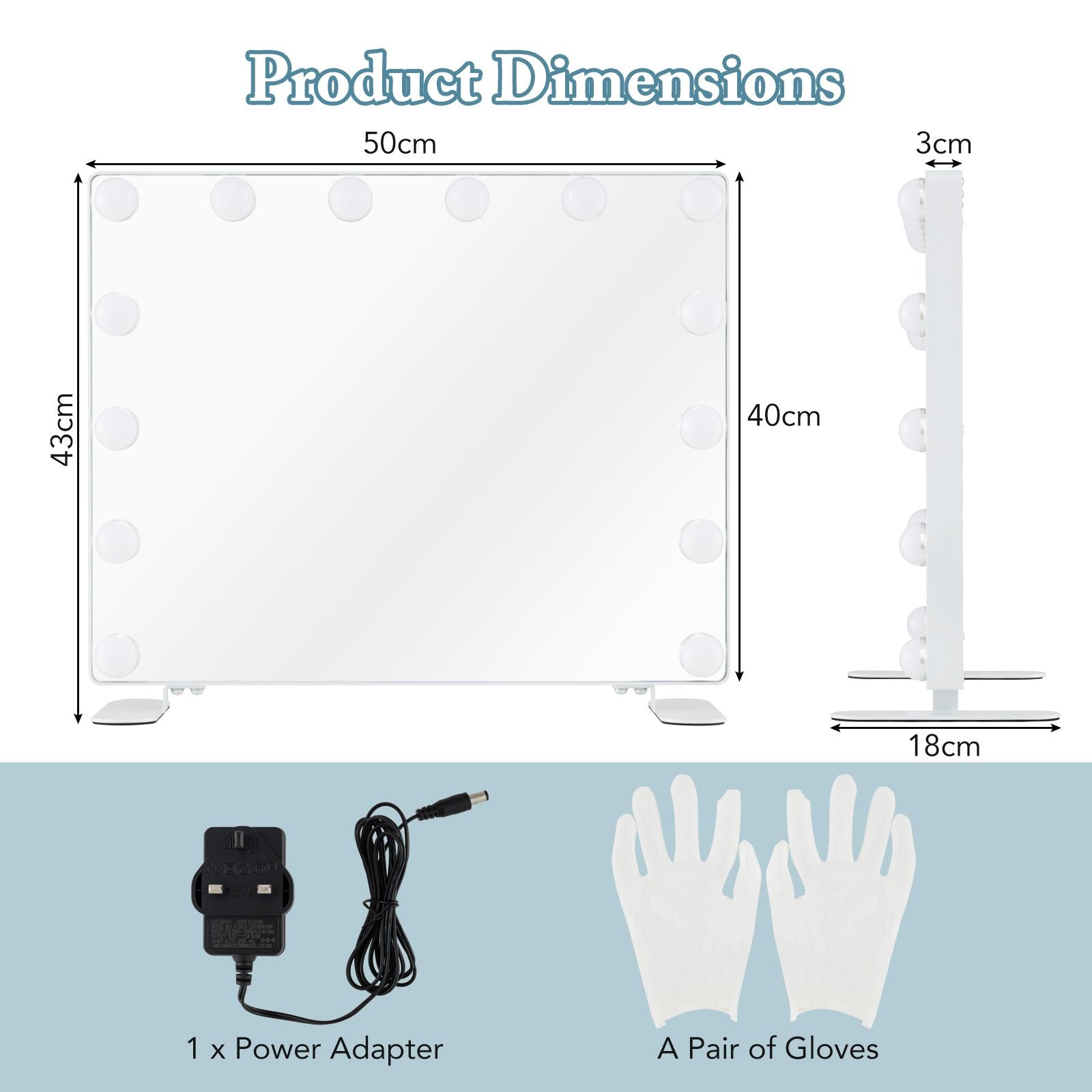 Hollywood Vanity Mirror with 3 Lighting Modes and Adjustable Brightness