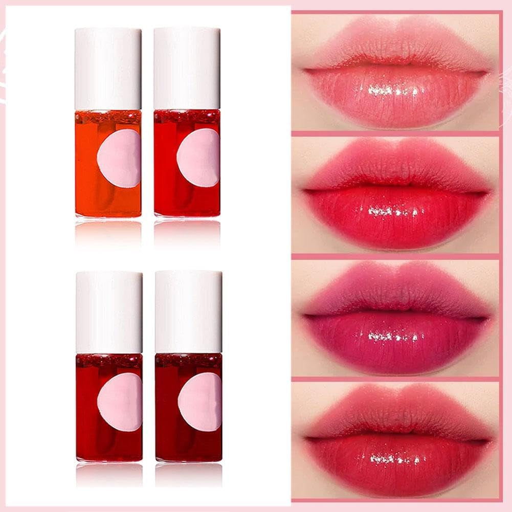 4-Color Lip Tint Stain Set - Mini Liquid Lipstick for Lips & Cheeks, Waterproof & Moisturizing, Long-Lasting & Non-Sticky