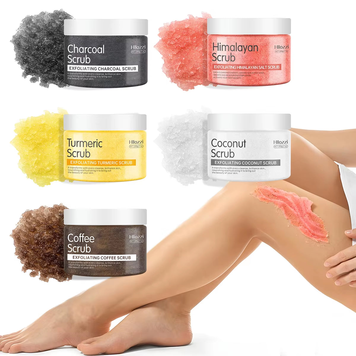 200G/7Oz Himalayan Salt, Coffee, Coconut, Turmeric, Bamboo Charcoal Scrub, Cleansing, Whitening, Exfoliation. Use in the Bath