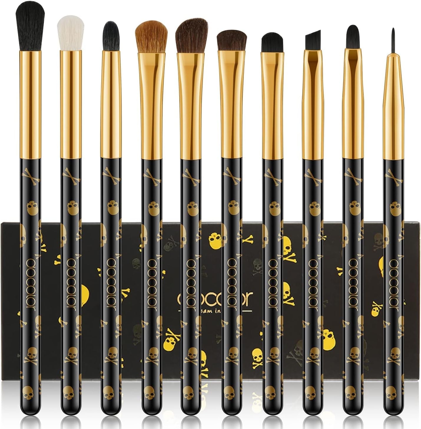 10-Piece Professional Eye Makeup Brush Set - Soft Synthetic Hair & Real Wood Handles for Flawless Eyeshadow, Eyebrow, and Eyeliner Application