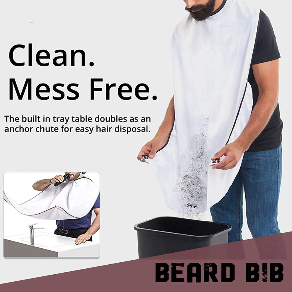 Beard Bib - Ultimate Hair Clippings Catcher & Grooming Cape with Non-Stick Cloth and Suction Cups - Perfect Gift for Men, Fathers, and Husbands