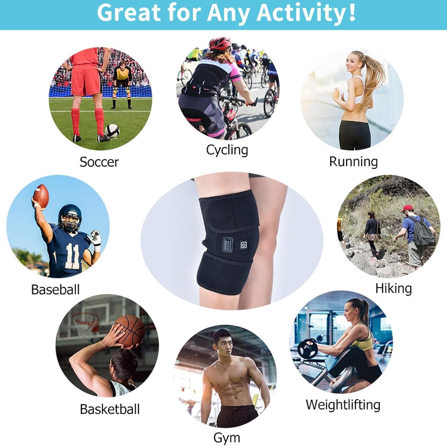 USB Heated Knee Brace with Adjustable Heat Settings for Enhanced Comfort and Relief During Activity