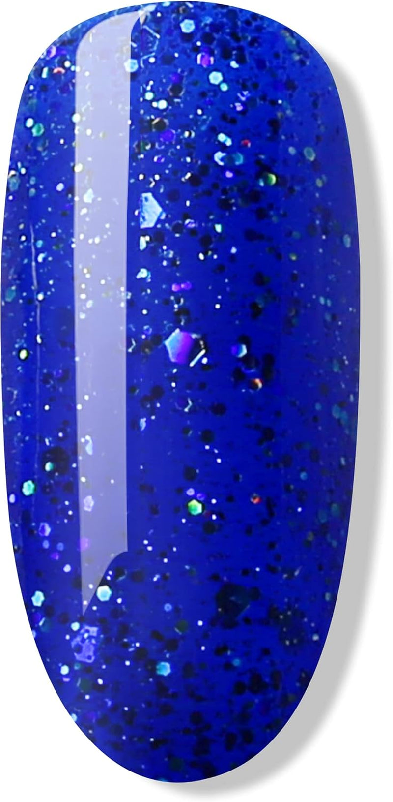 Deep Royal Blue Gel Nail Polish - Glitter Finish, Long Lasting & Chip Resistant, 10ml (UV LED Lamp Required)