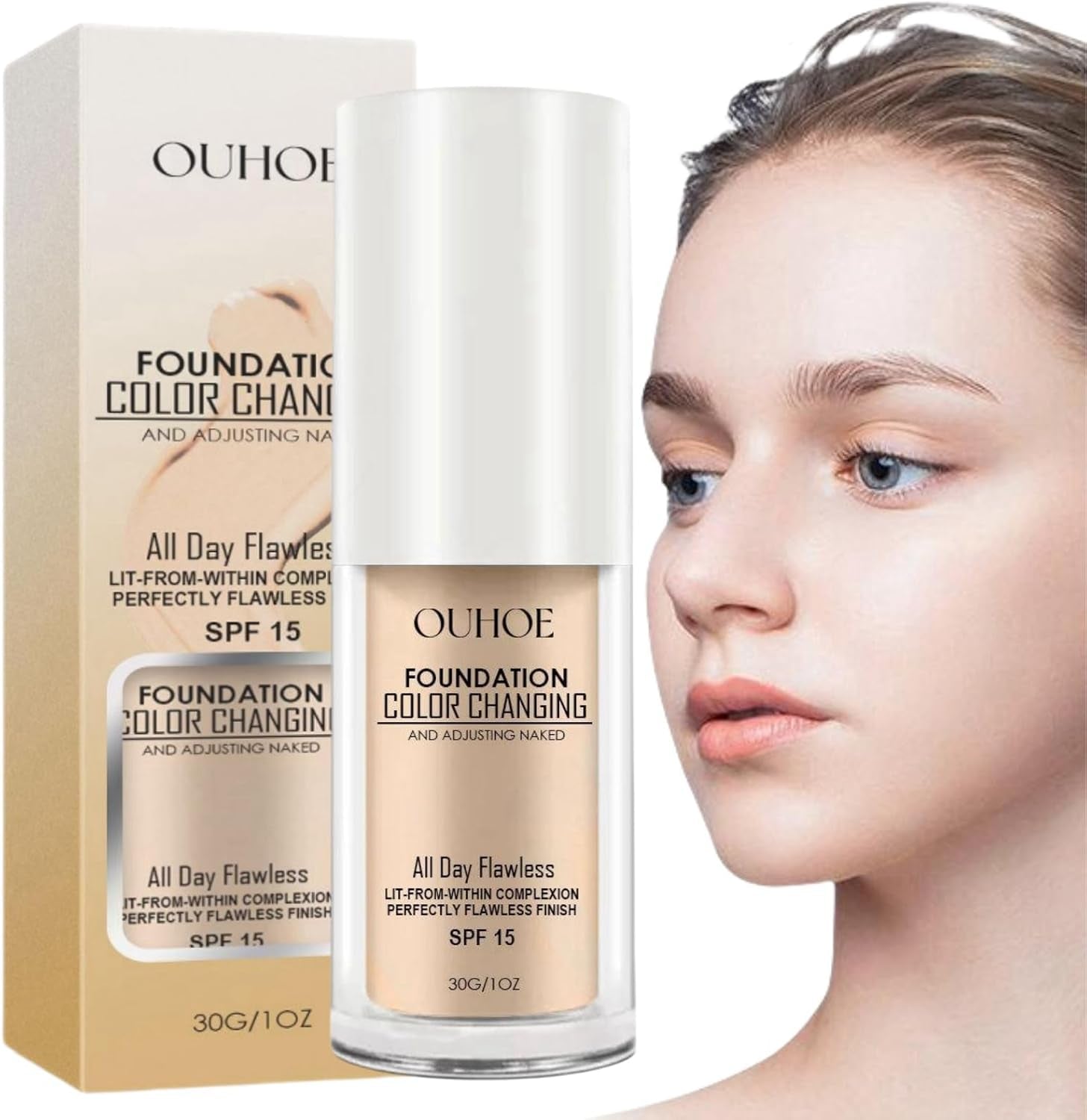 Transformative Colour Changing Foundation for Mature Skin - Full Coverage Liquid & Cream Makeup in Light