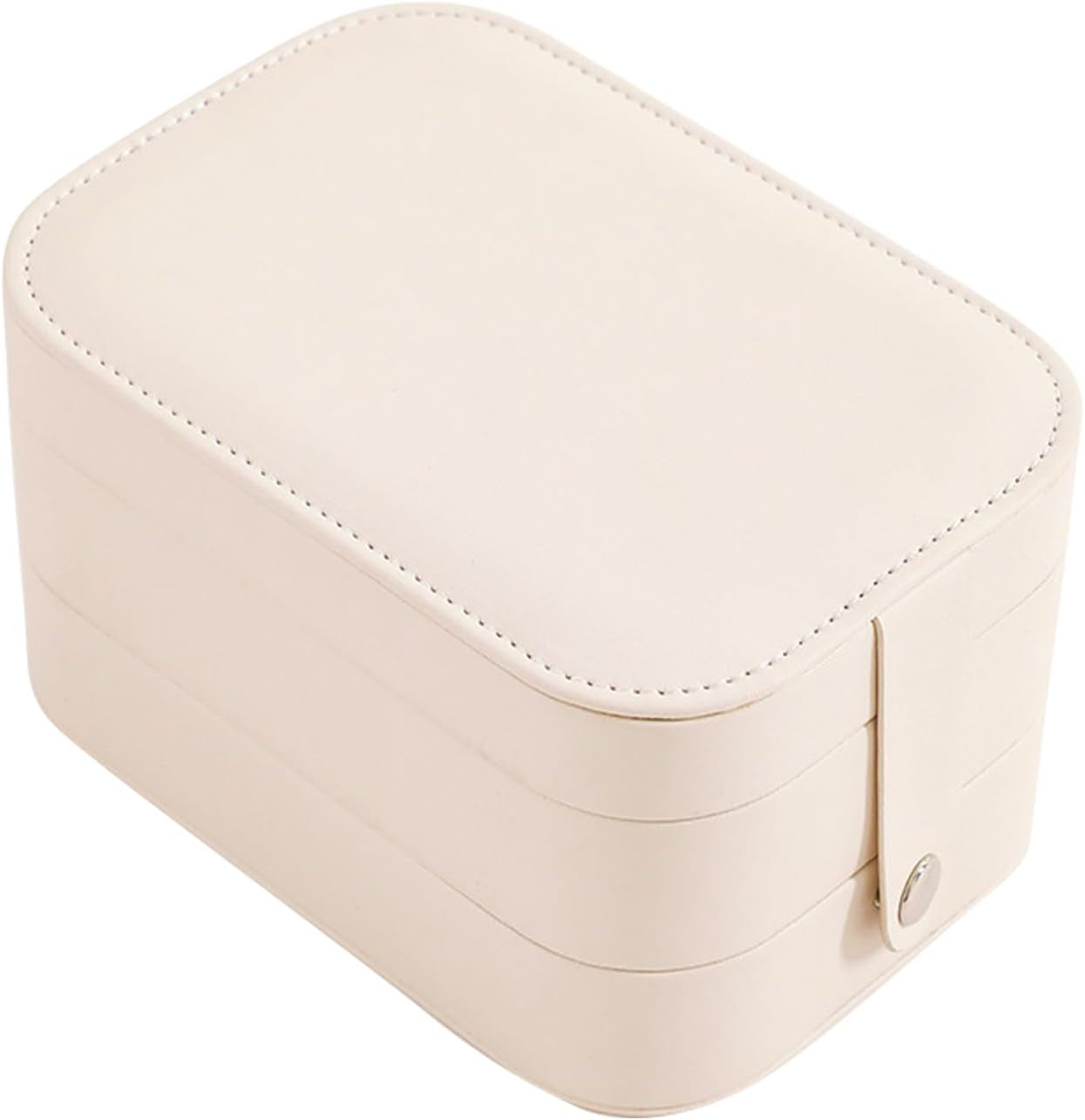 3-Layer Travel Makeup Bag with LED Illuminated Mirror - Stylish Portable Organizer for Cosmetics and Jewelry in White