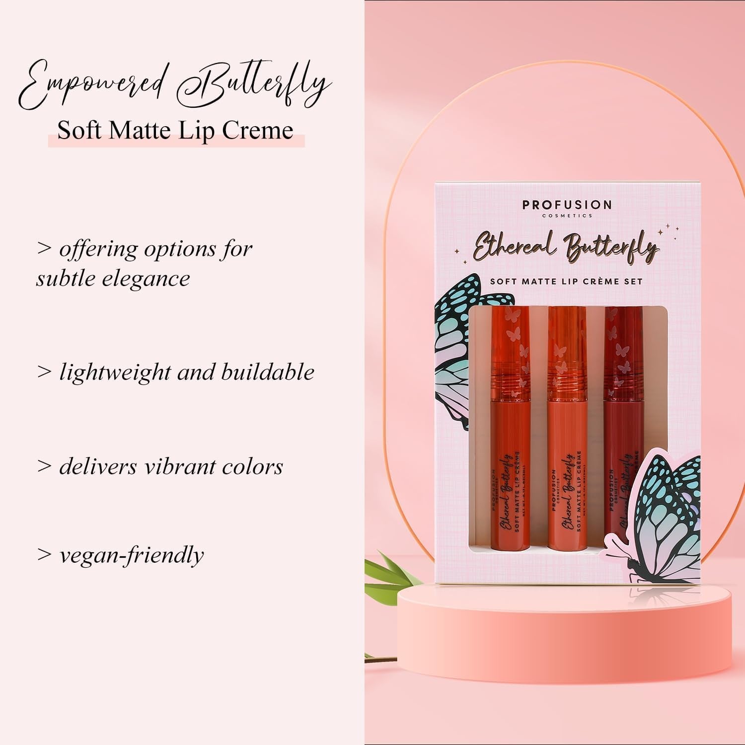 Empowered Butterfly Soft Matte Lip Creme Set - Versatile Trio for Day to Night Elegance