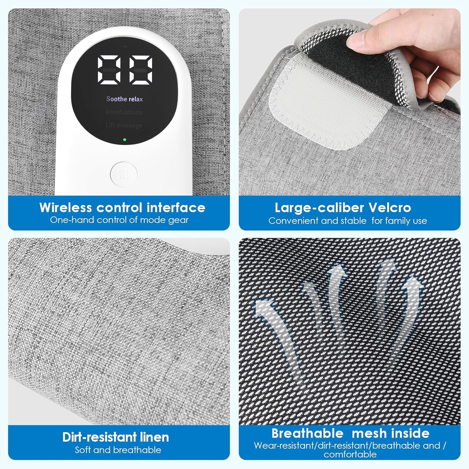 Premium Leg Massager for Calf Relief and Enhanced Circulation with Heat, Three Intensity Levels, Adjustable Fit, and Rechargeable Design - Gray