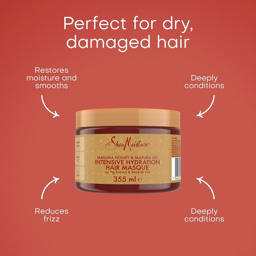 Revitalize Your Curls: Sheamoisture Manuka Honey & Mafura Oil Deep Conditioner – Sulfate-Free Hair Mask for Dry, Damaged Coily Hair with Shea Butter, Baobab Oil & Fig Extract, 335 Ml