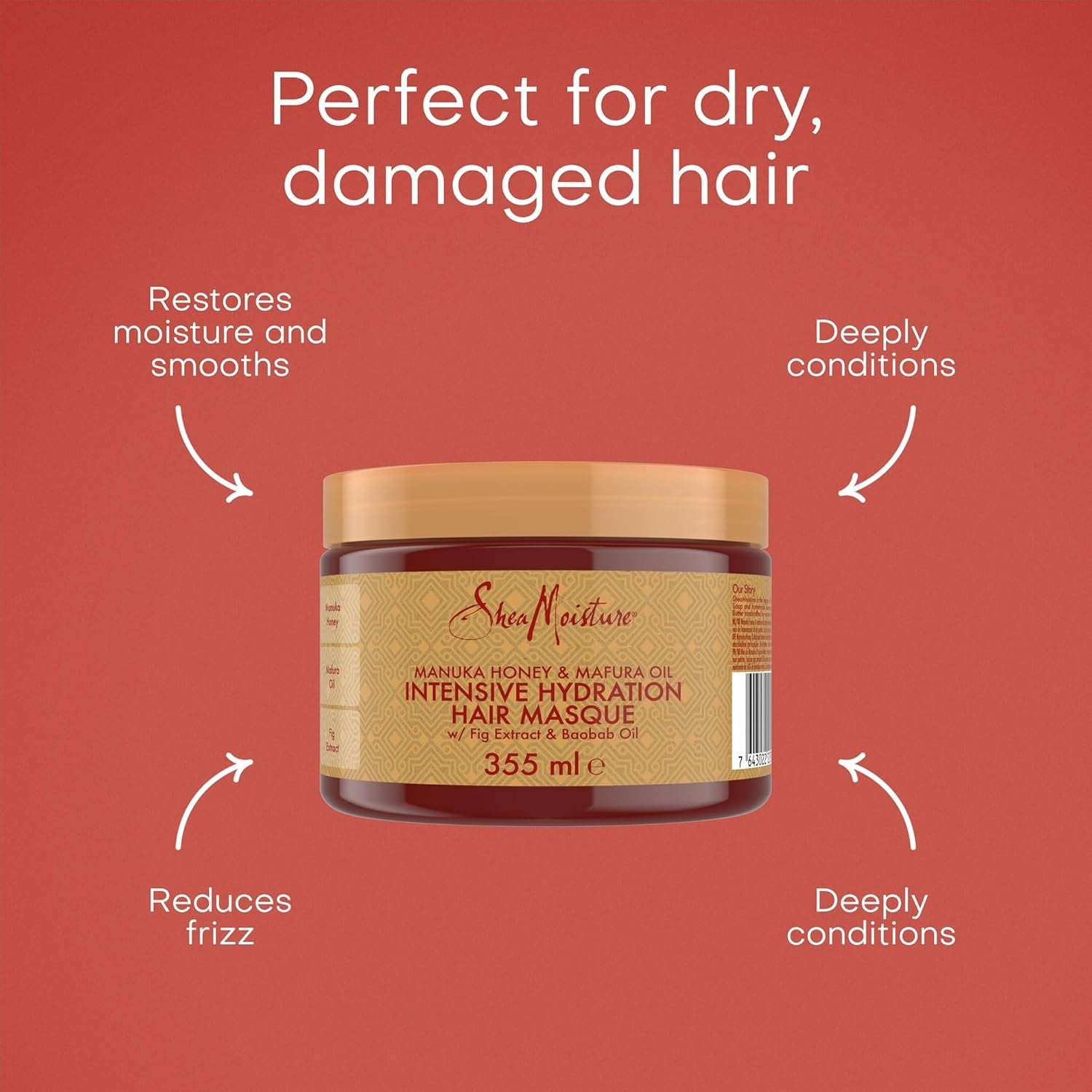 Revitalize Your Curls: Sheamoisture Manuka Honey & Mafura Oil Deep Conditioner – Sulfate-Free Hair Mask for Dry, Damaged Coily Hair with Shea Butter, Baobab Oil & Fig Extract, 335 Ml