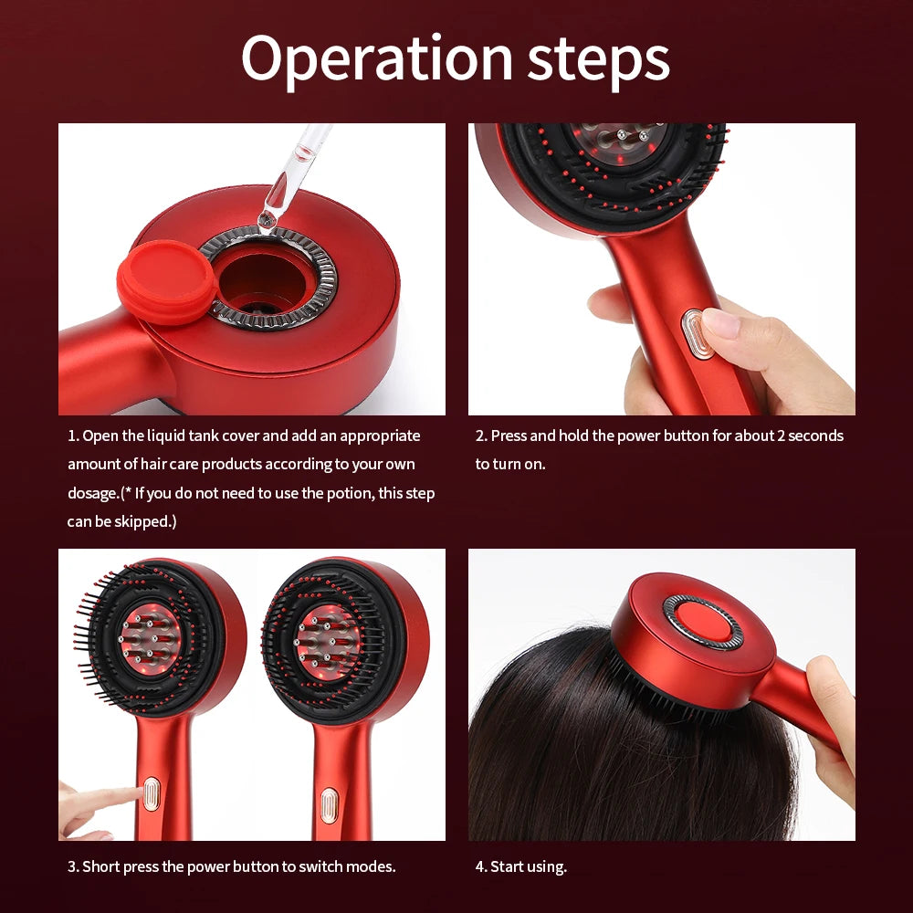 Revitalize Your Hair with Our 3 Modes Electric Vibration Massage Comb – Experience Red Light Therapy for Scalp Nourishment and Growth