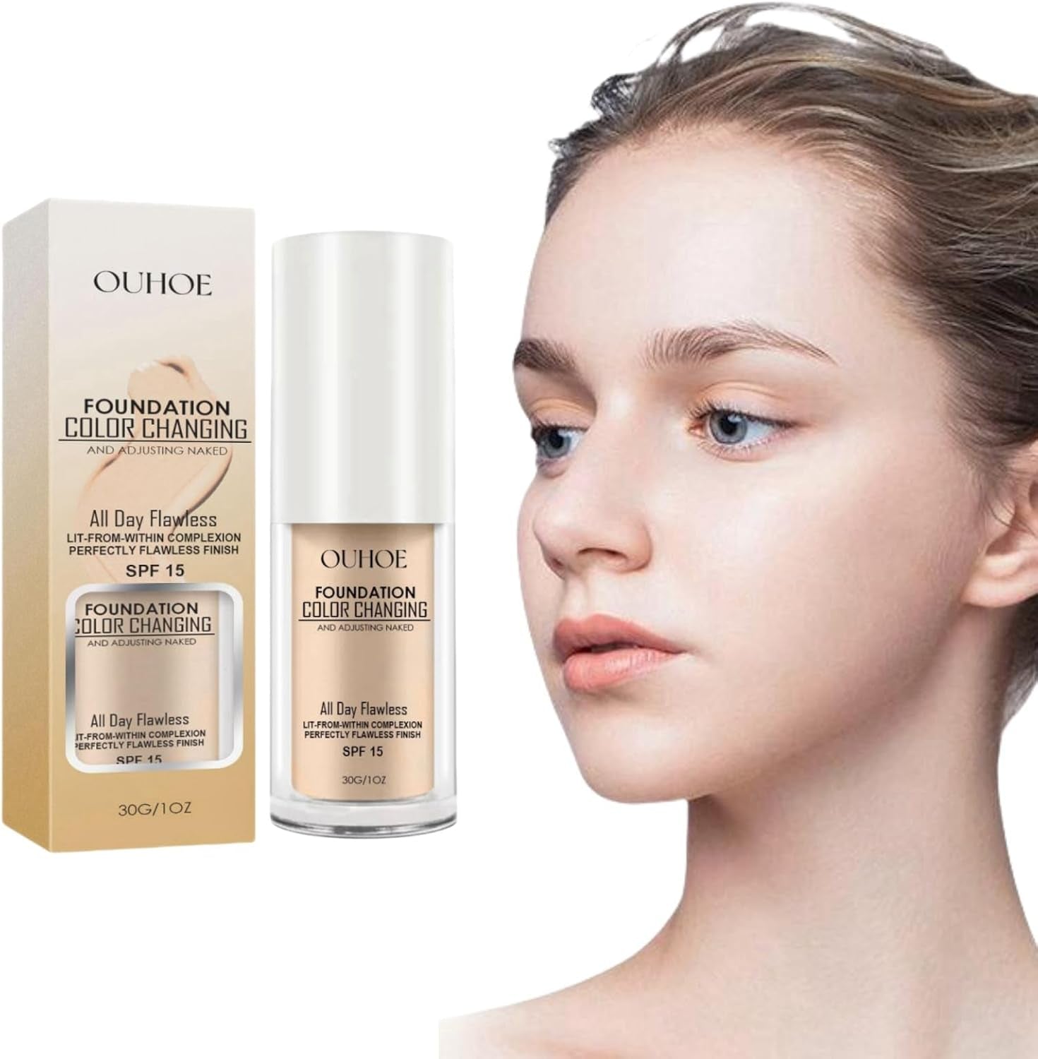 Transformative Colour Changing Foundation for Mature Skin - Full Coverage Liquid & Cream Makeup in Light