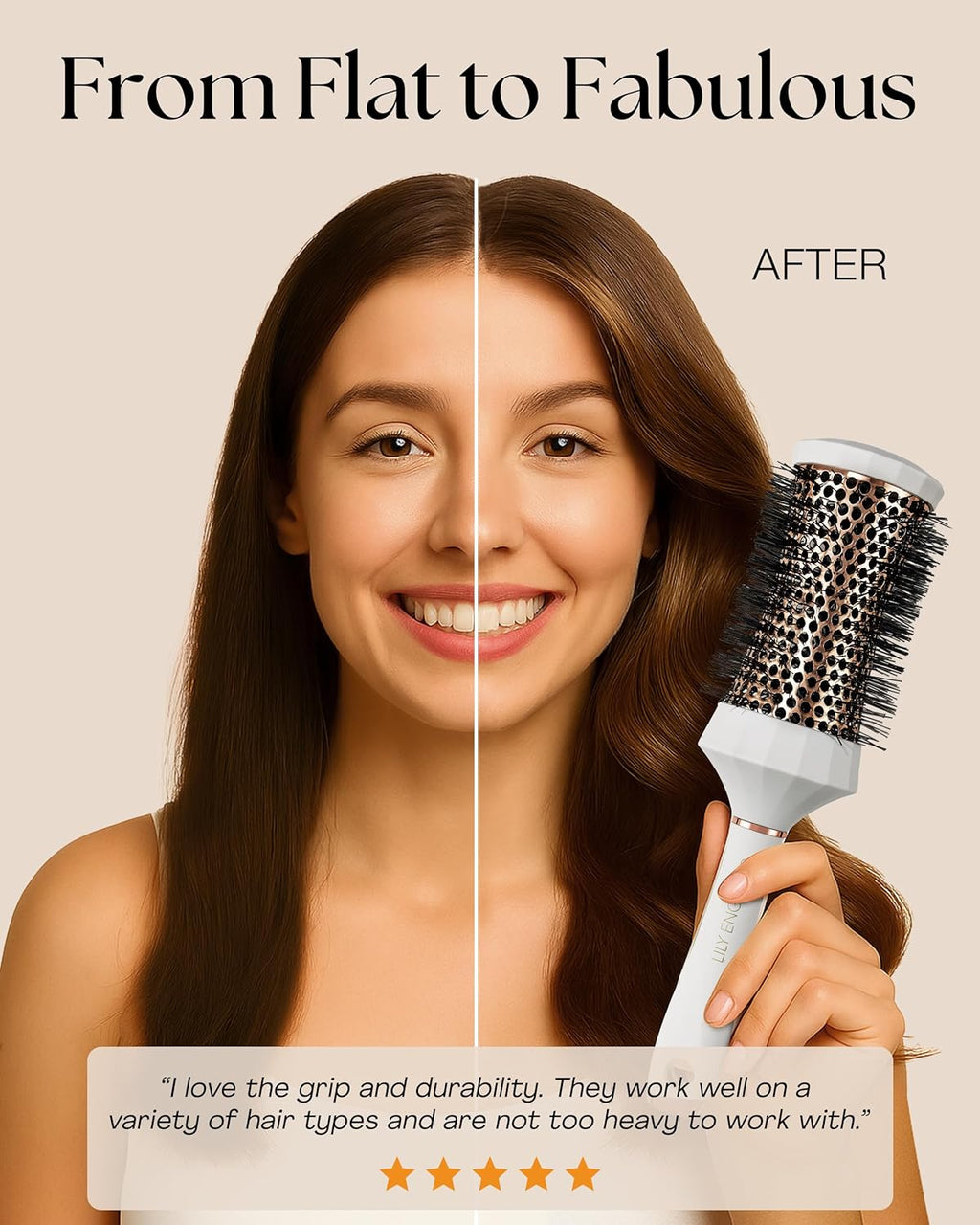 Professional Round Hair Brush Set - 4 Piece Blow Dry Kit with 3 Round Brushes & Styling Comb - Perfect Beauty Gift for Women