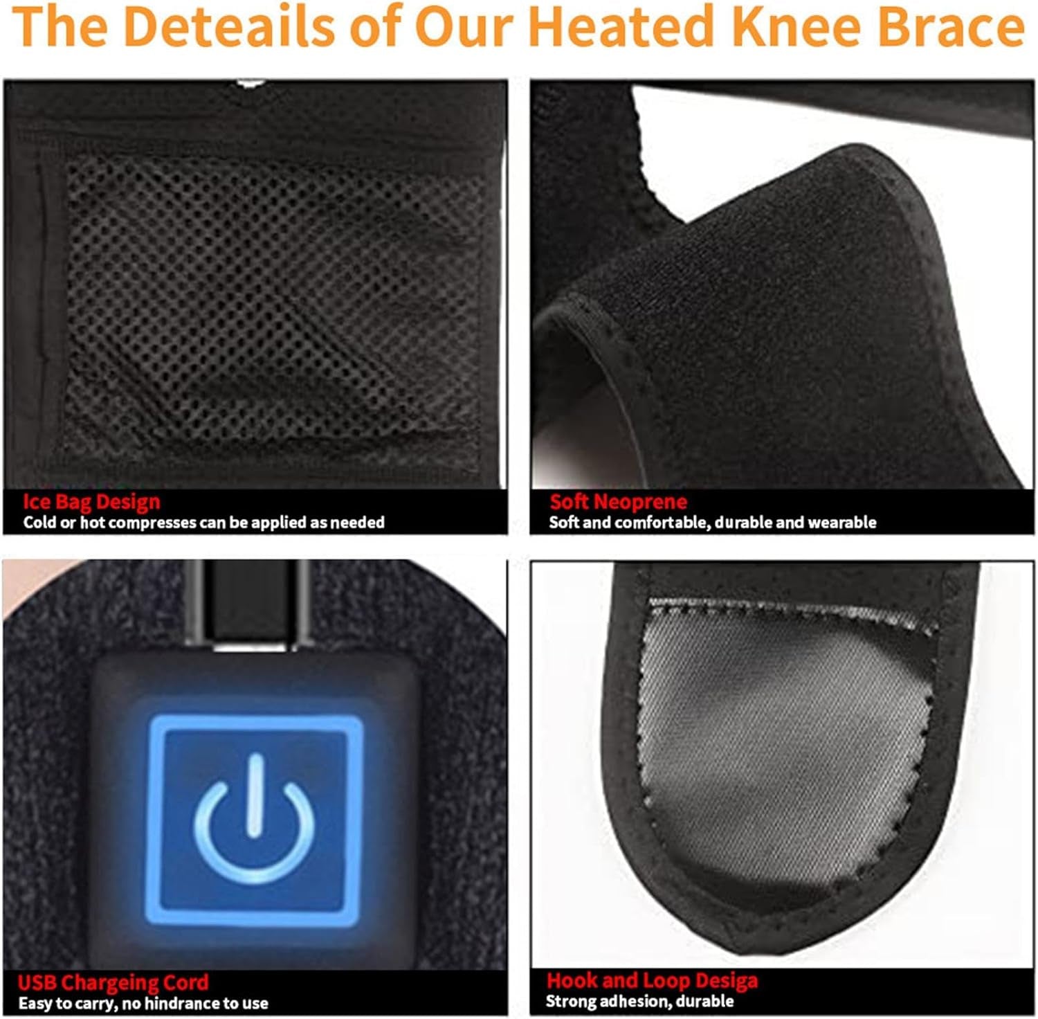 USB Heated Knee Brace with Adjustable Heat Settings for Enhanced Comfort and Relief During Activity
