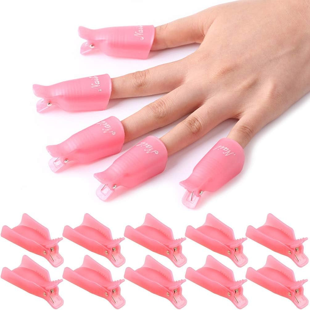 10 Pcs Gel Nail Polish Remover Clips - Essential Acrylic Nail Art Soak Off Wrap Cleaner Caps