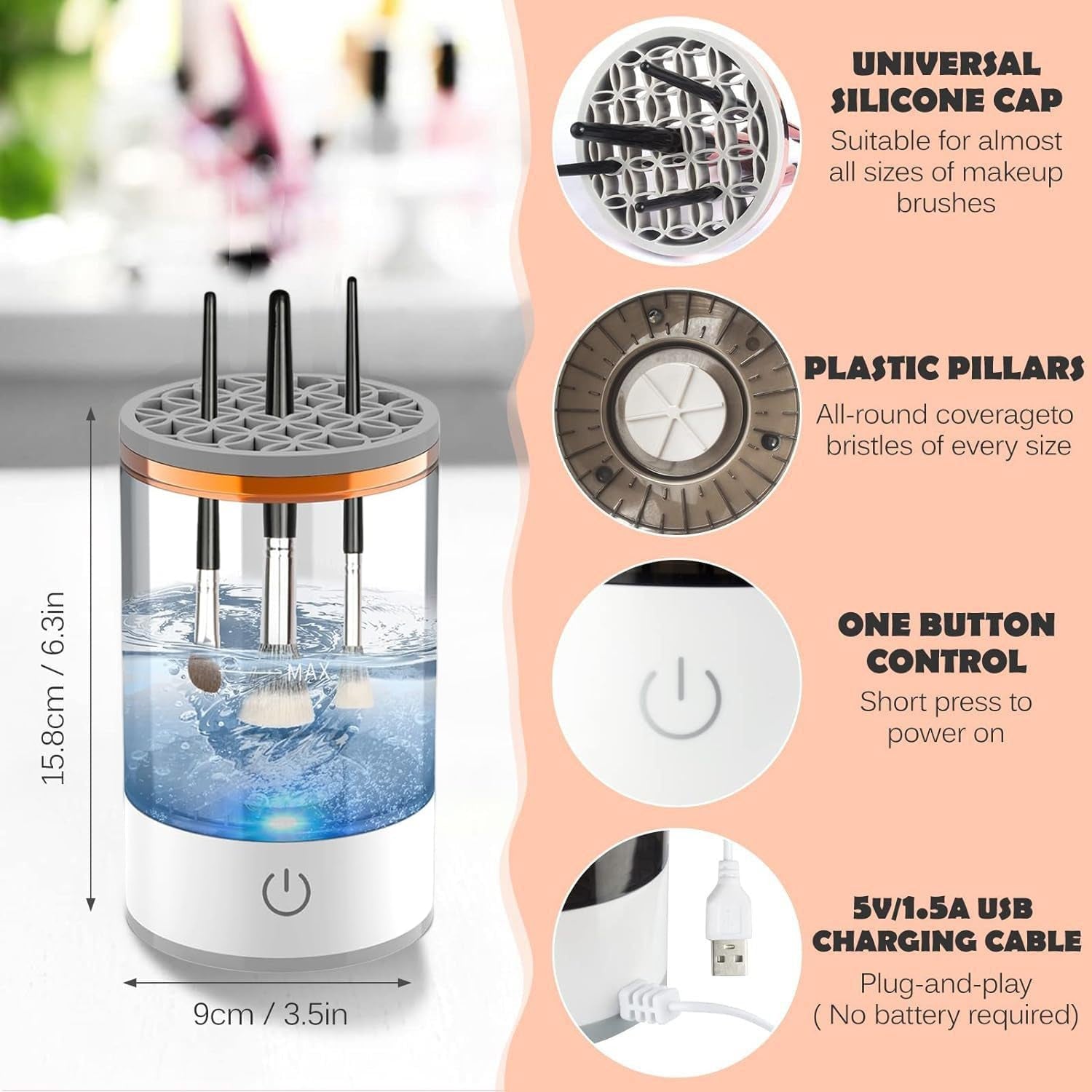 Ultimate Electric Makeup Brush Cleaner & Spinner with Bonus Makeup Sponge - Perfect Gift for Women!