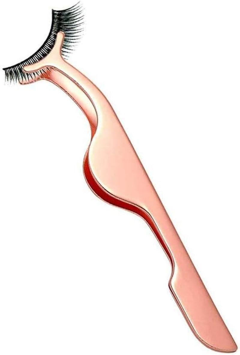 Rose Gold False Eyelashes Applicator Tool - Professional Stainless Steel Clip for Easy Lash Application & Removal