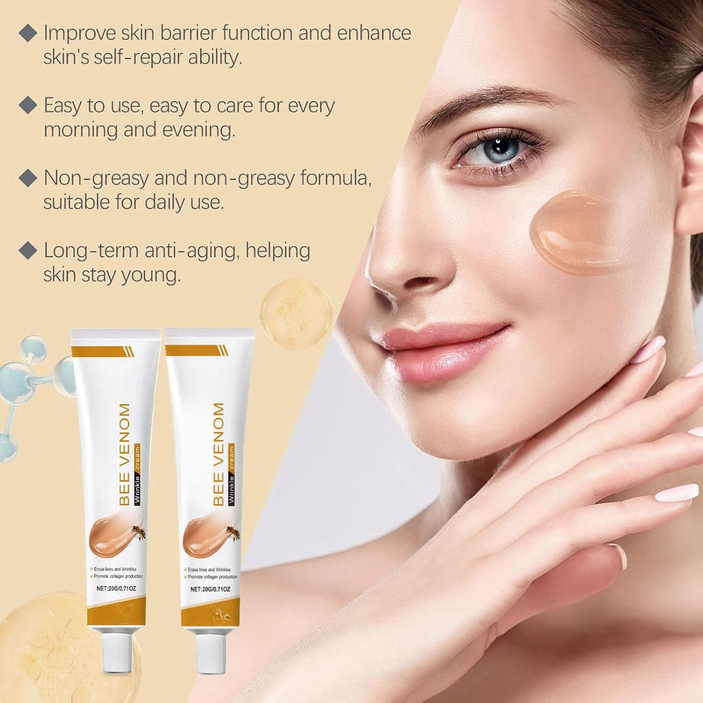 Revitalize Your Skin: 2PCS Bee Venom Anti-Wrinkle Firming Cream for All Skin Types - Multi-Purpose Moisturizer & Age-Defying Treatment