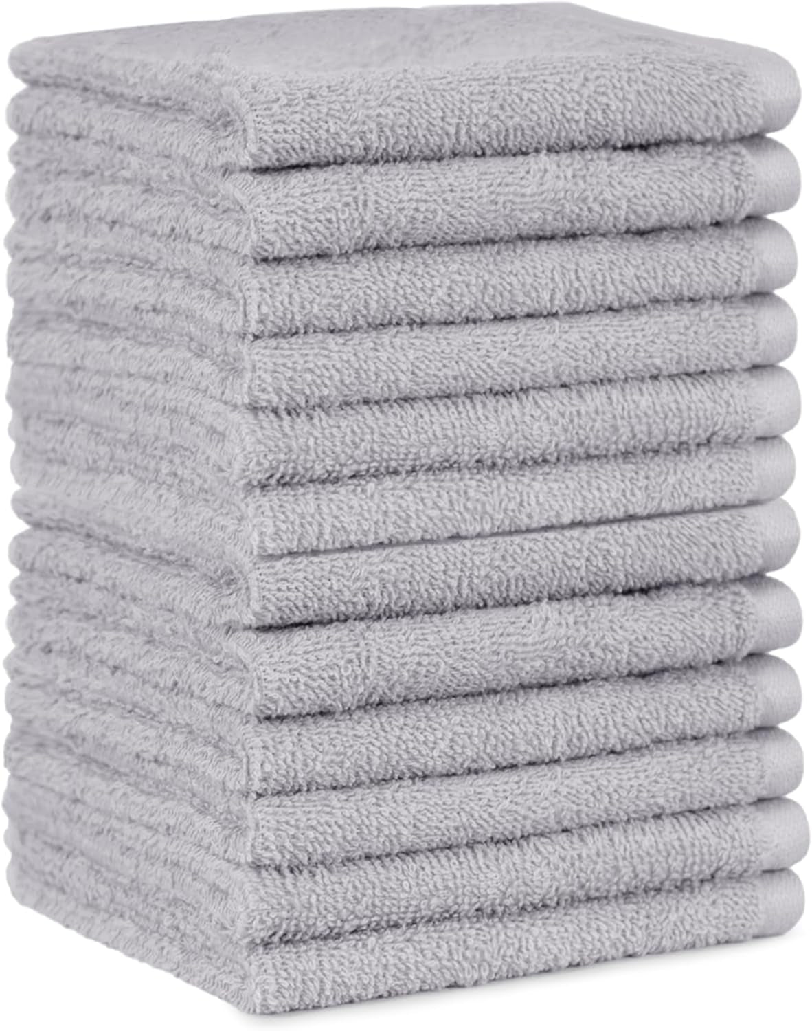 12-Pack Extra Absorbent 100% Cotton Face Towels - Fast Drying Salon Towels in Grey (30 x 30 cm)