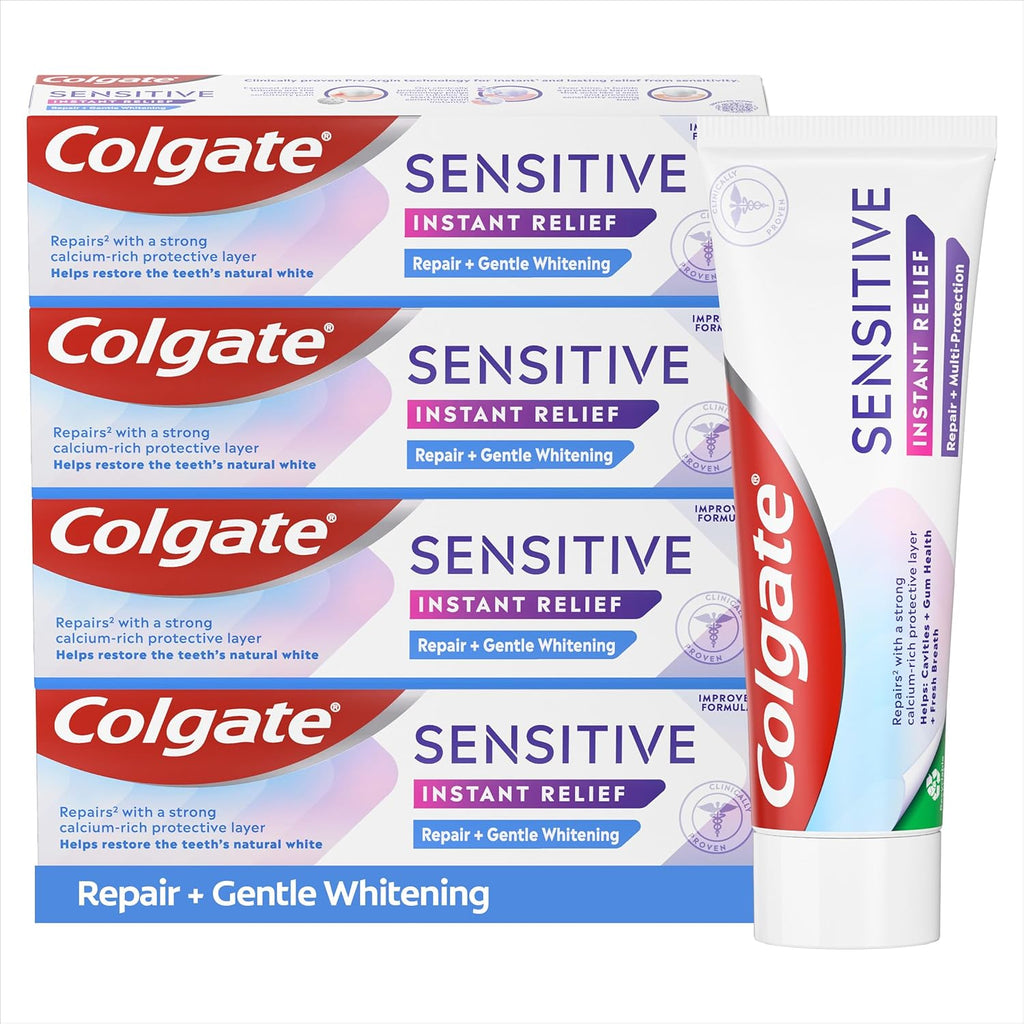 Sensitive Instant Relief Toothpaste - Gentle Whitening & Long-Lasting Sensitivity Relief - 4 Pack of 75ml Tubes