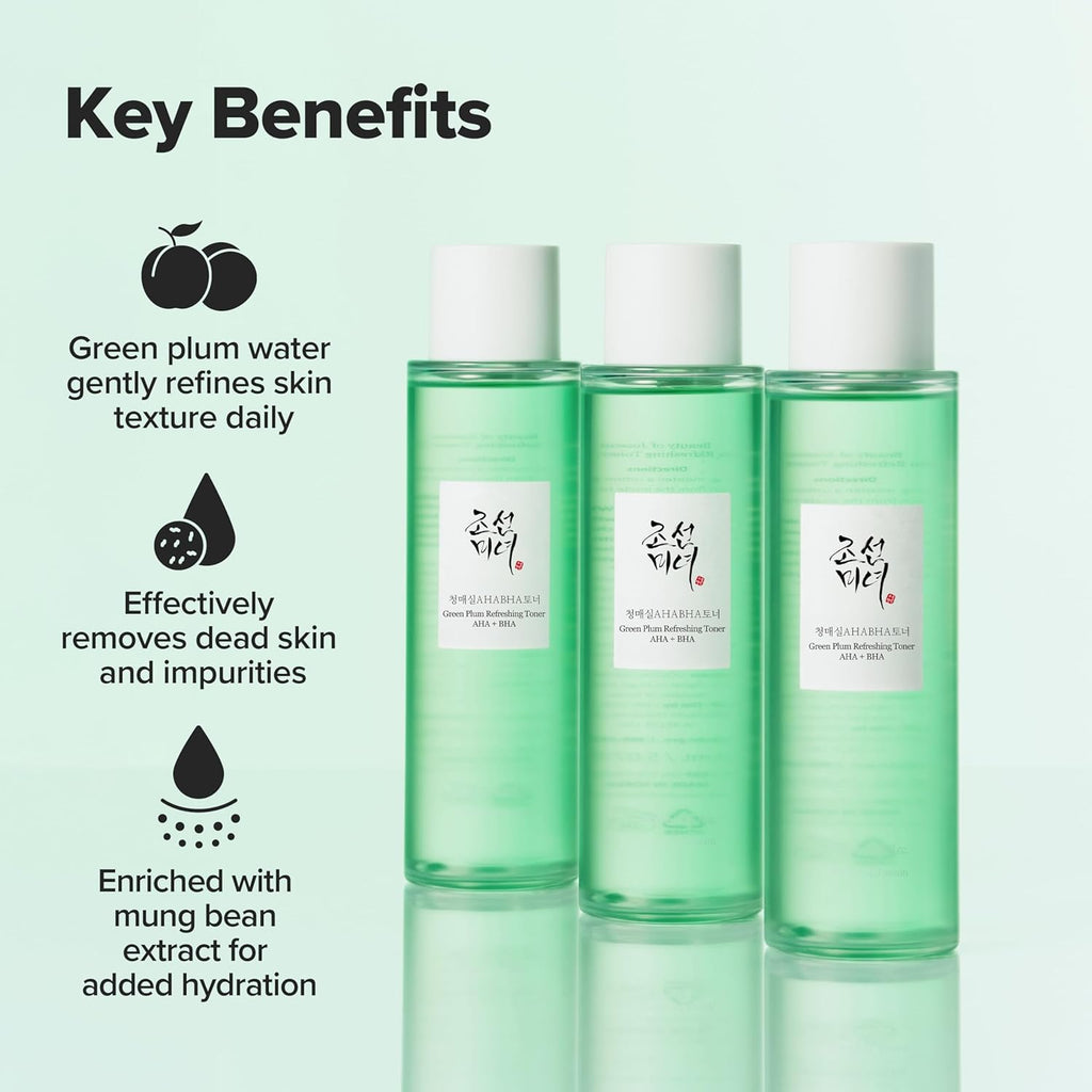 Green Plum Aha Bha Toner Refreshing Facial Essence Moisturizer Korean Skin Care for Men Women 150Ml 5.27 Fl.Oz