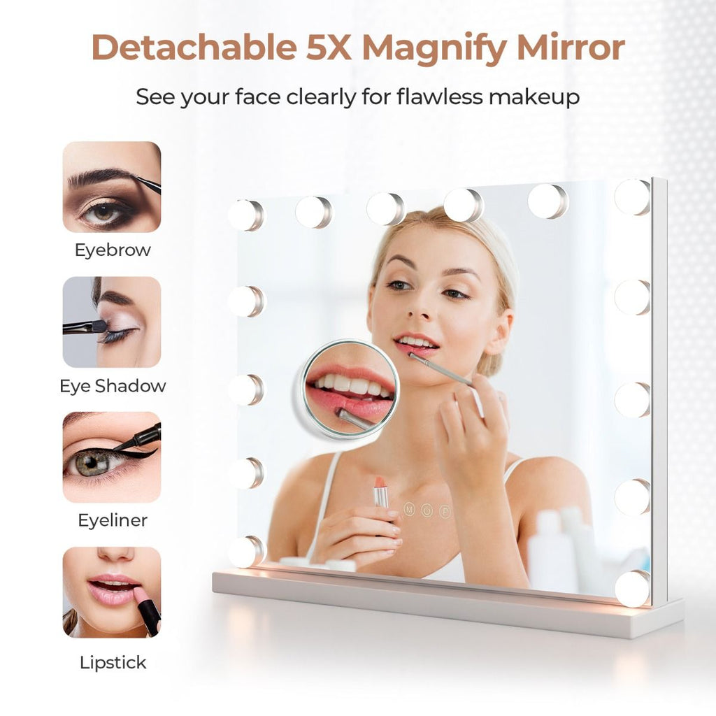 Hollywood Vanity Mirror with with 3 Color Lighting Modes for Tabletop