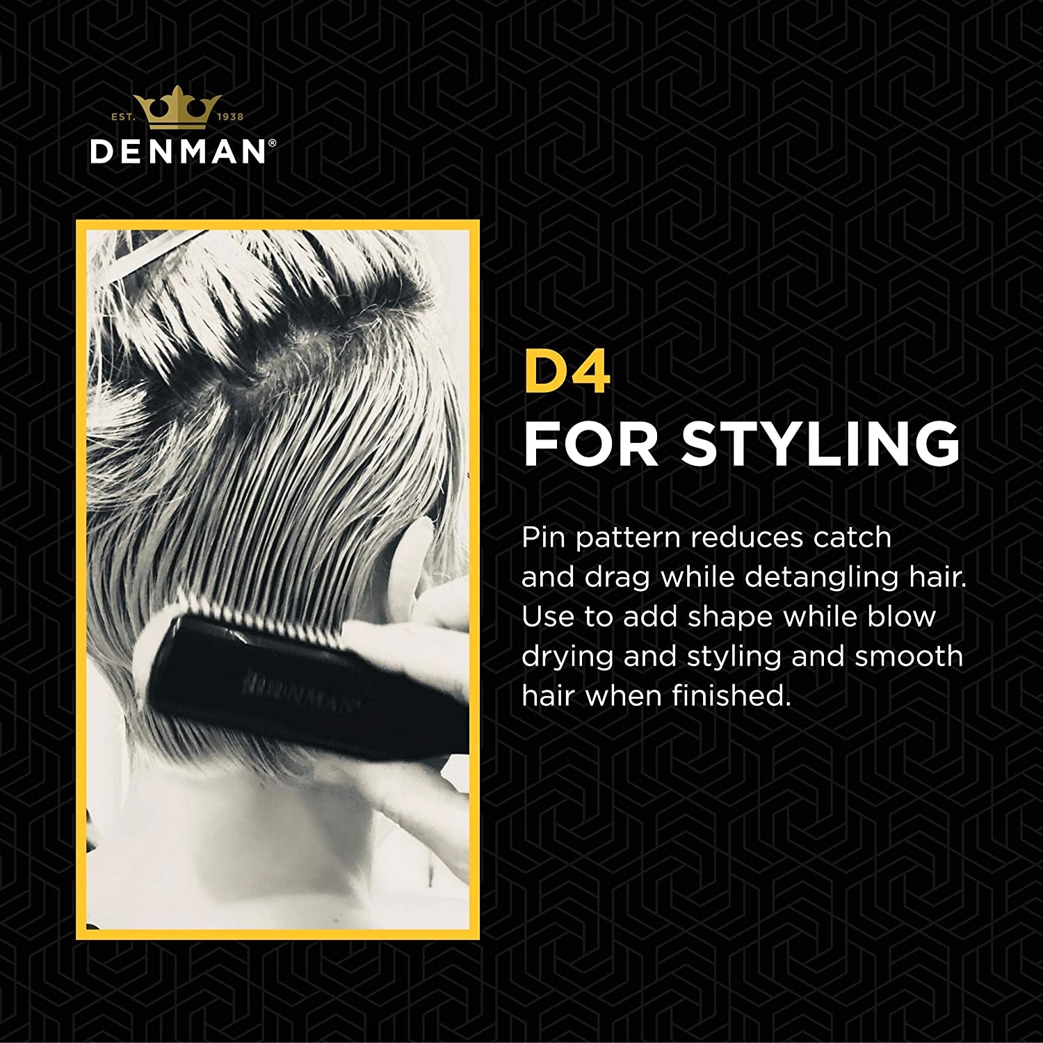 D4 Silver Curly Hair Brush - 9 Row Styling Brush for Smoothing, Defining Curls & Long Hair for All Genders