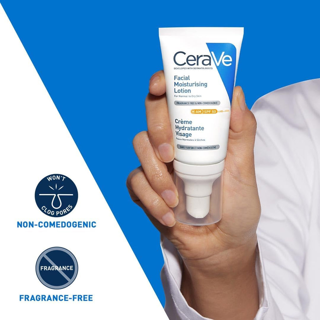 Cerave AM Facial Moisturizing Lotion for Normal to Dry Skin - 52ml with UV Protection & 3 Essential Ceramides