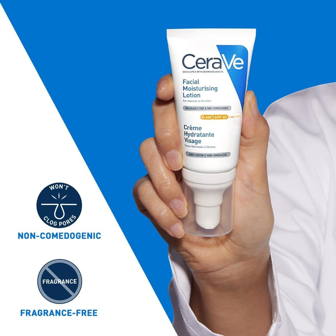 Cerave AM Facial Moisturizing Lotion for Normal to Dry Skin - 52ml with UV Protection & 3 Essential Ceramides