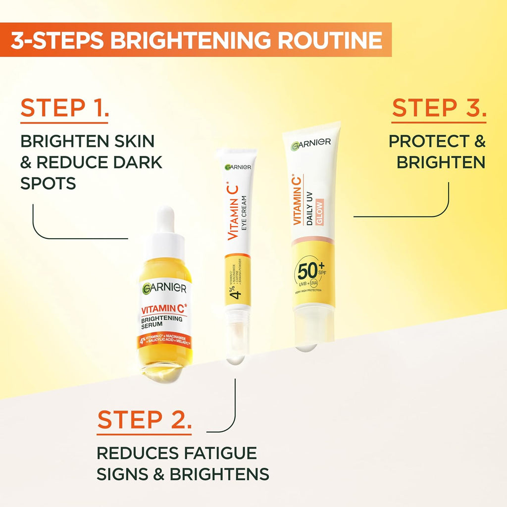 Garnier Vitamin C Brightening Serum for Face, with 4% Vitamin C, Niacinamide & Salicylic Acid, Brightens Skin, Reduces Dark Spots & Evens Skin Tone, Serum 30Ml