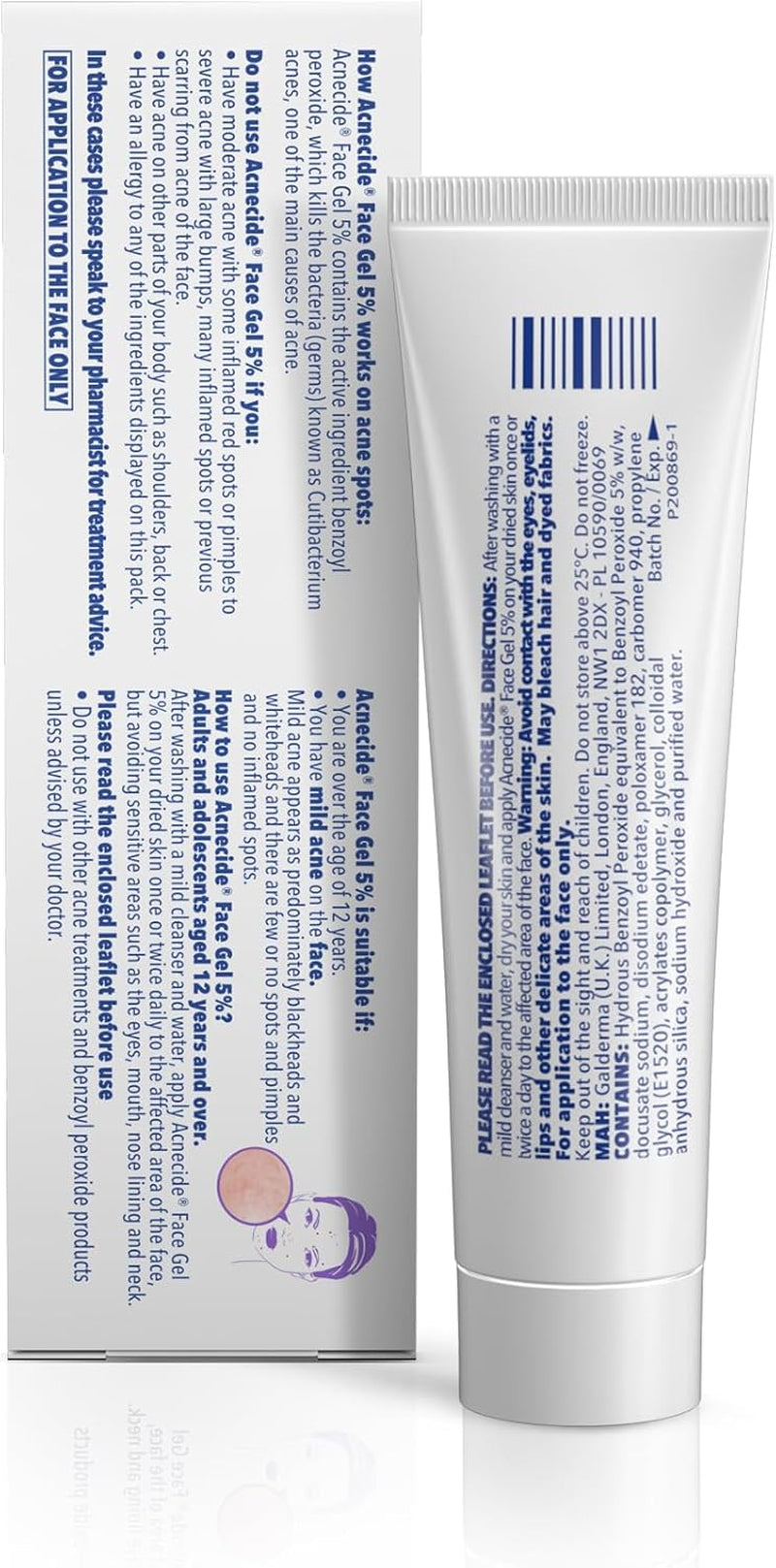 Acnecide Face Gel 5% Benzoyl Peroxide Acne Treatment for Spot Prone Skin 15G