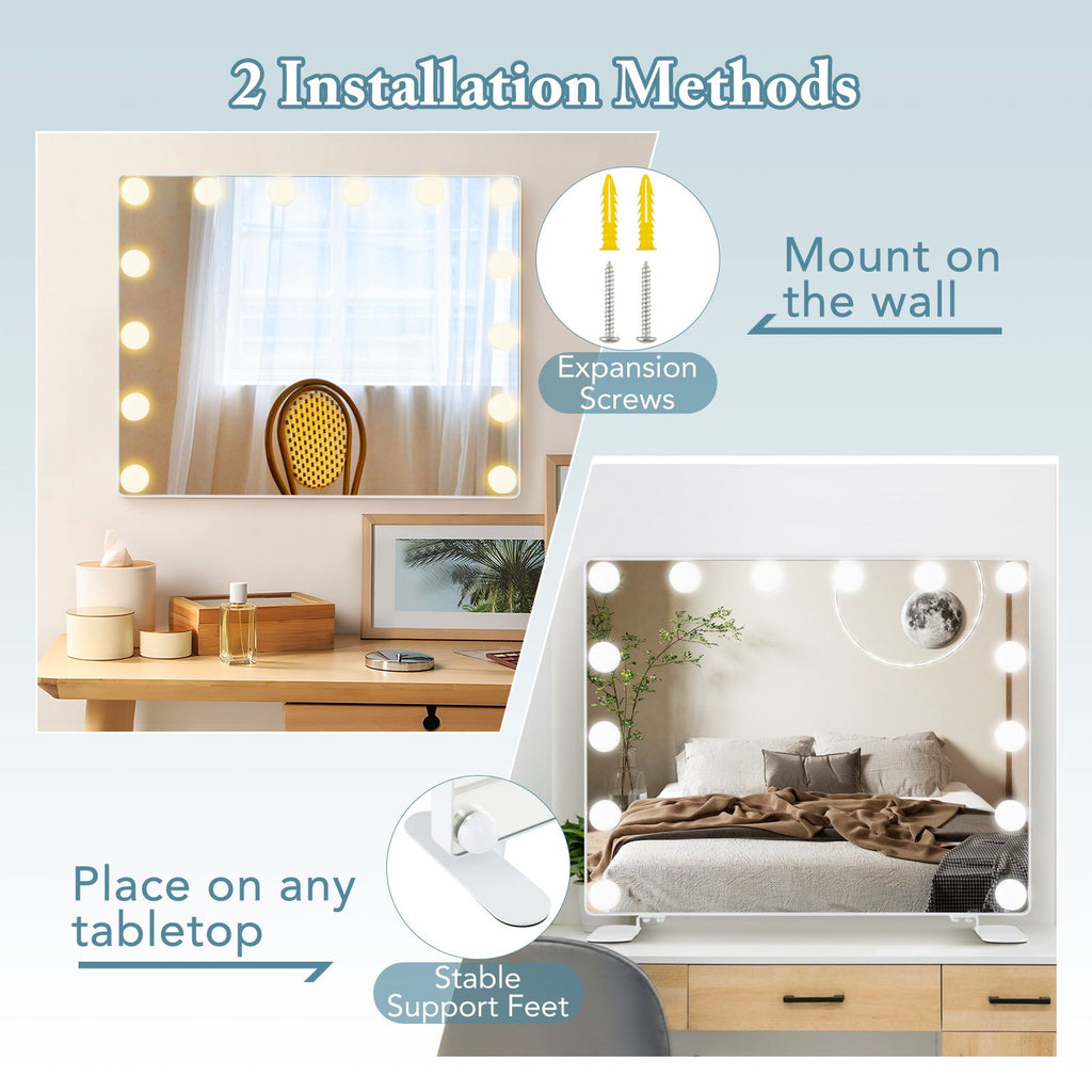 Hollywood Vanity Mirror with 3 Lighting Modes and Adjustable Brightness