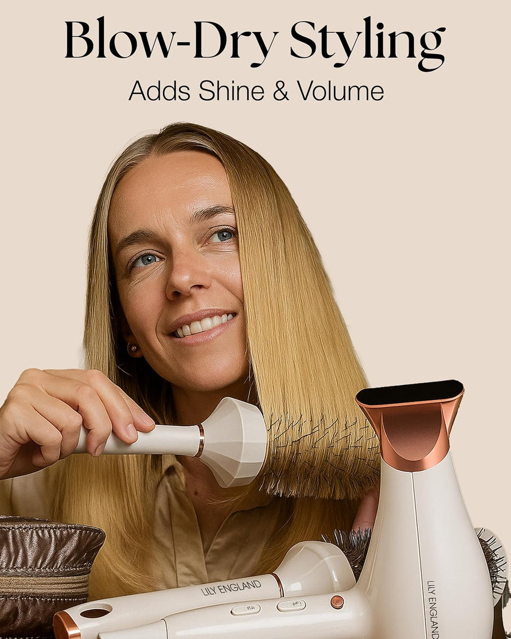 Professional Round Hair Brush Set - 4 Piece Blow Dry Kit with 3 Round Brushes & Styling Comb - Perfect Beauty Gift for Women