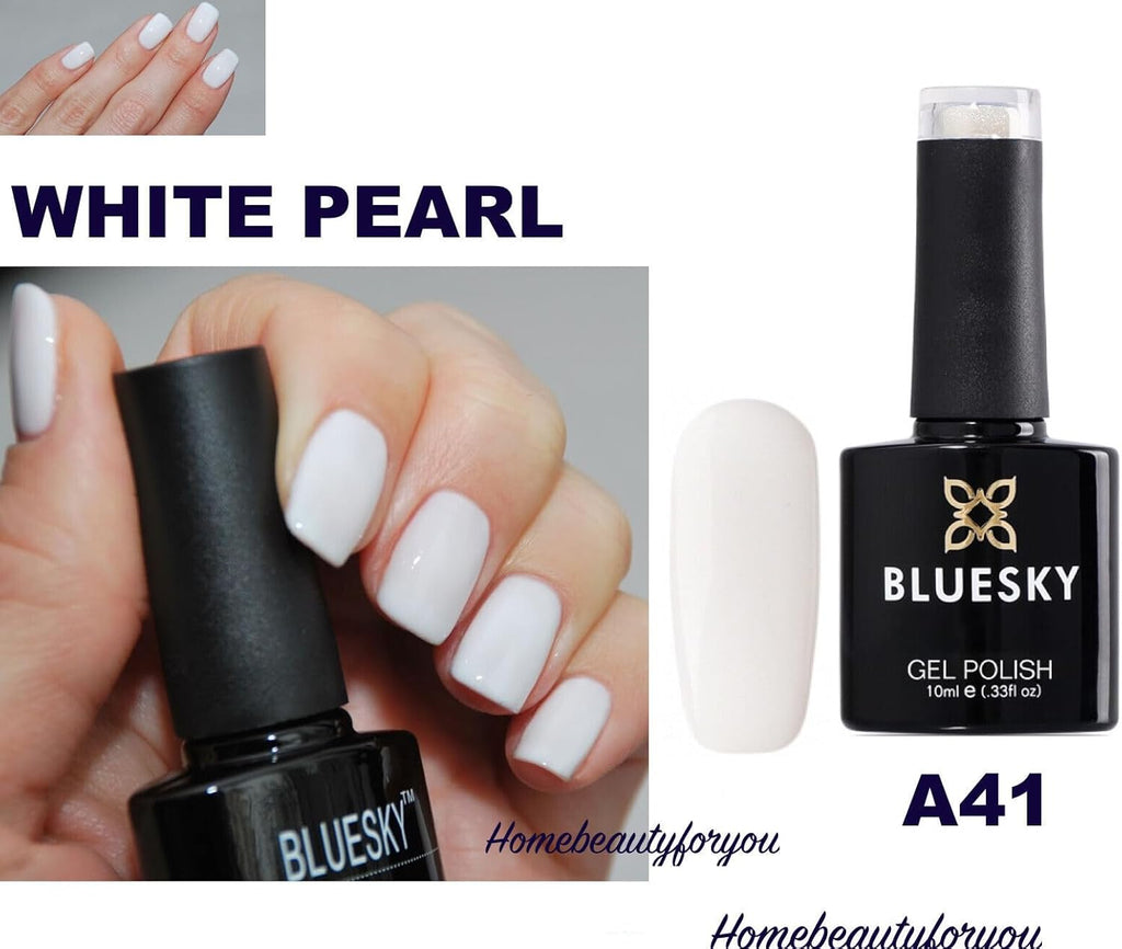 A41 White Pearl Nail Gel Polish - 10ml UV LED Soak Off for Stunning Nails