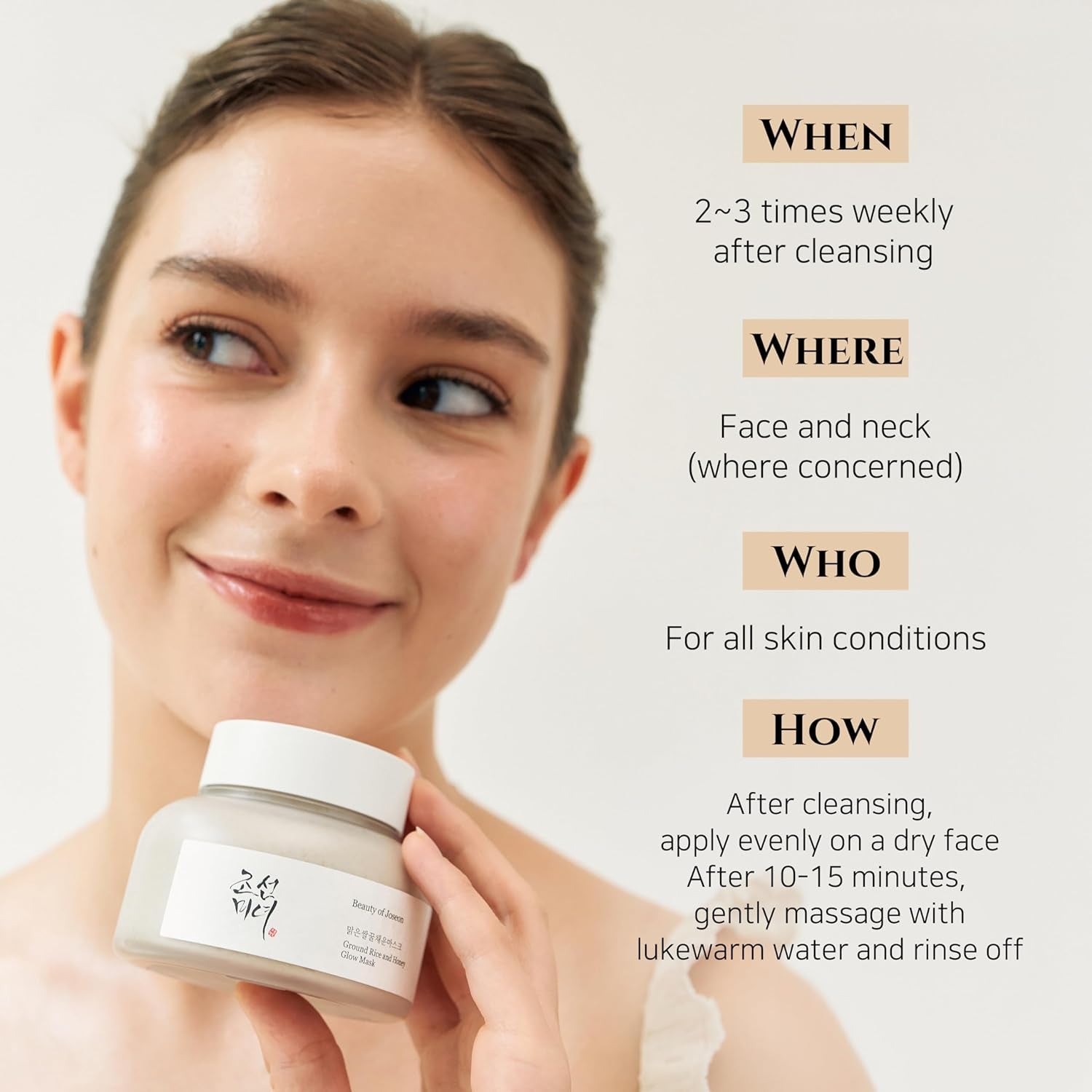 Ground Rice and Honey Glow Mask Wash-Off Face Pack with Rice Honey for Hydrating Exfoliating Soothing All in One Simple Step Korean Skin Care for Women Men 150Ml