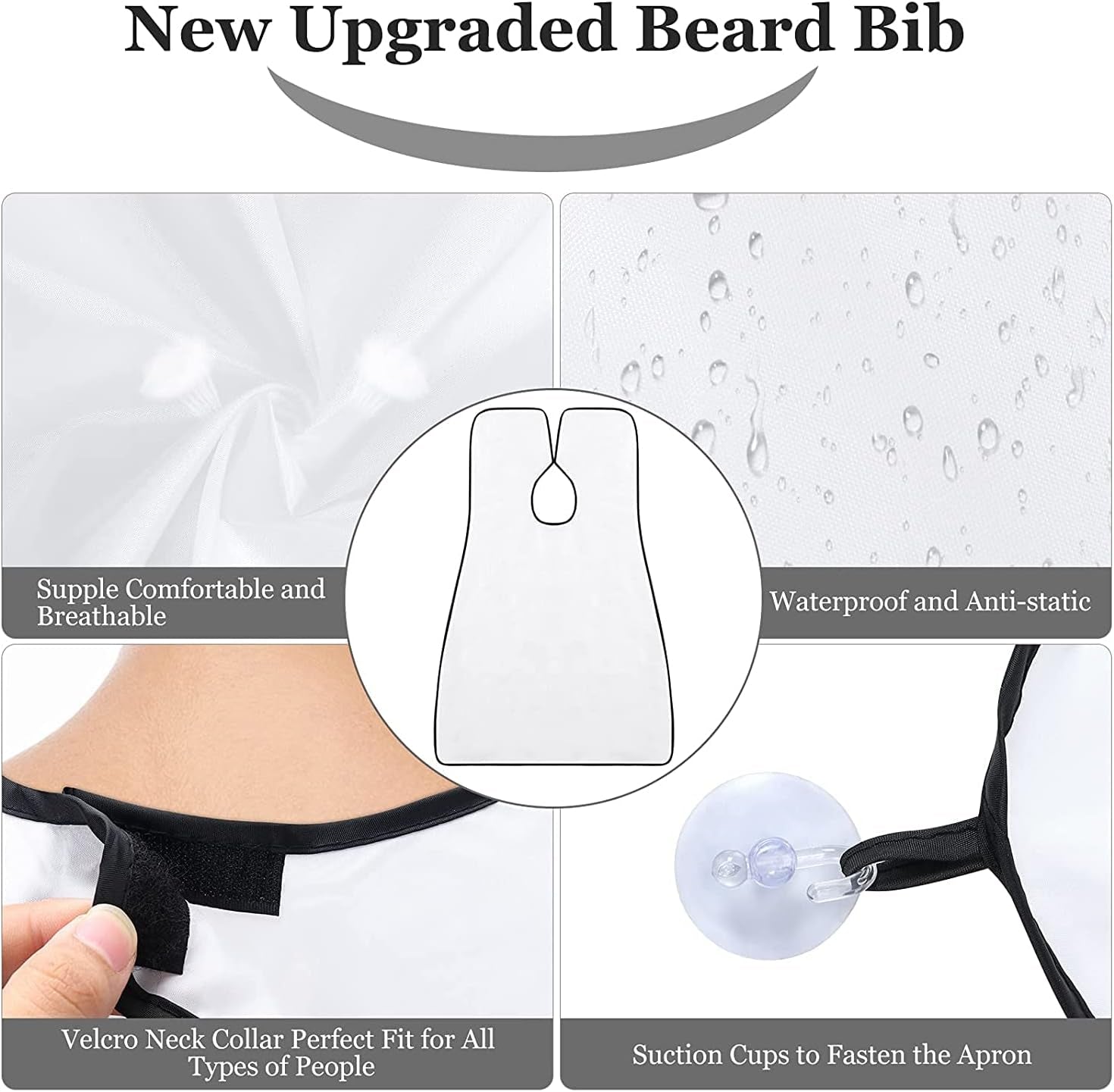 Beard Bib - Ultimate Hair Clippings Catcher & Grooming Cape with Non-Stick Cloth and Suction Cups - Perfect Gift for Men, Fathers, and Husbands