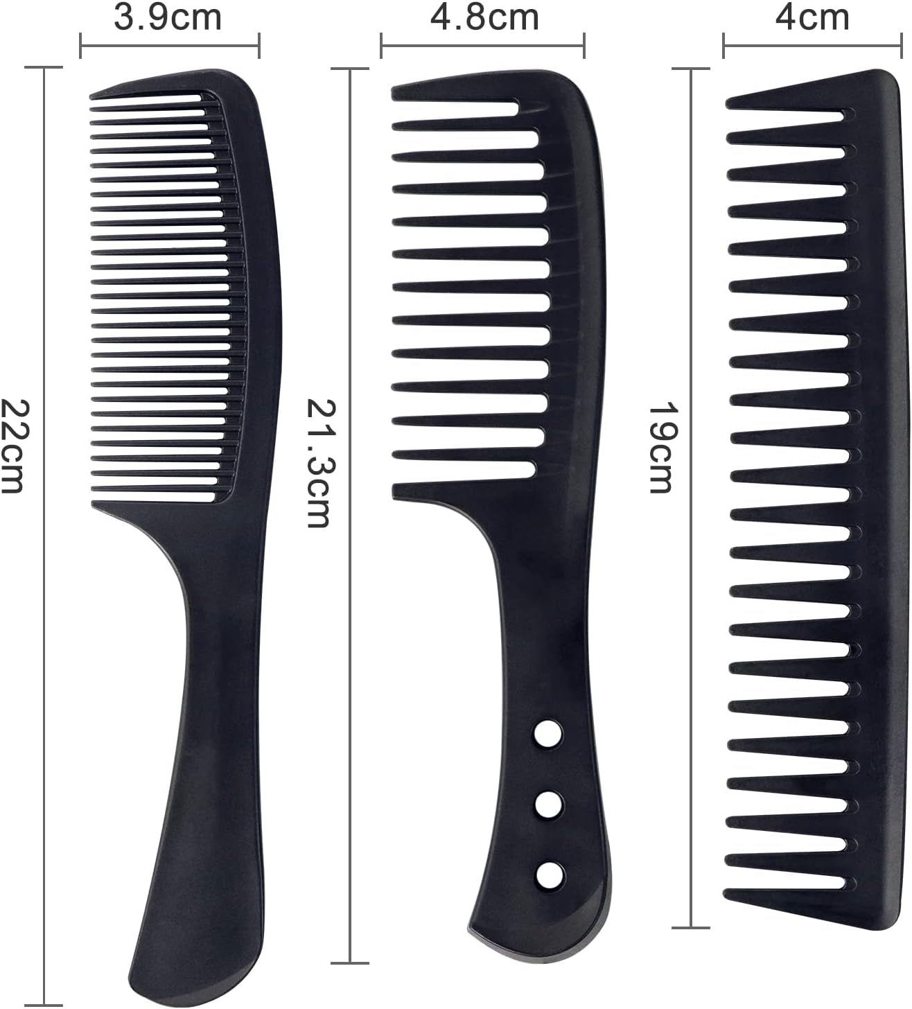 3-Piece Wide Tooth Carbon Fiber Comb Set – Heat Resistant & Anti-Static for All Hair Types