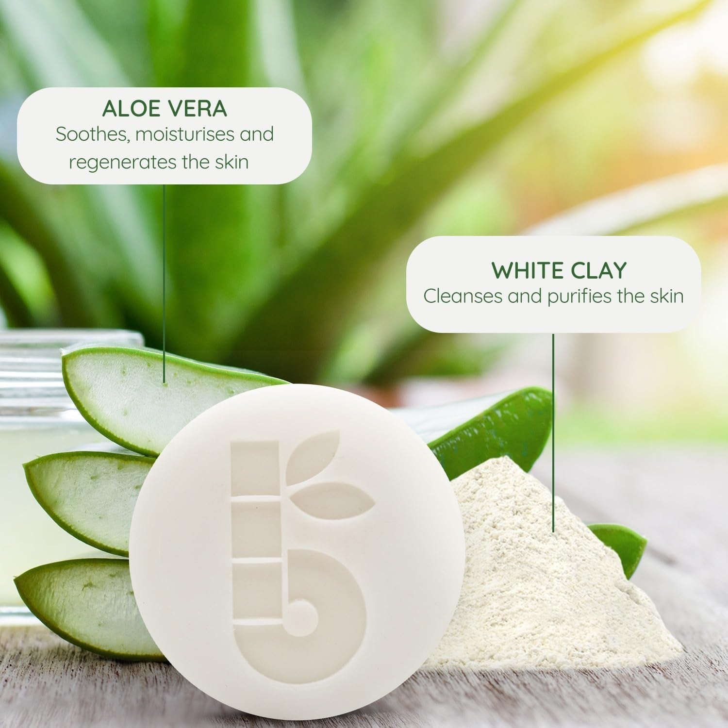 Organic Aloe Vera Shaving Bar for Sensitive Skin - Eco-Friendly, Vegan & Fragrance-Free 80G