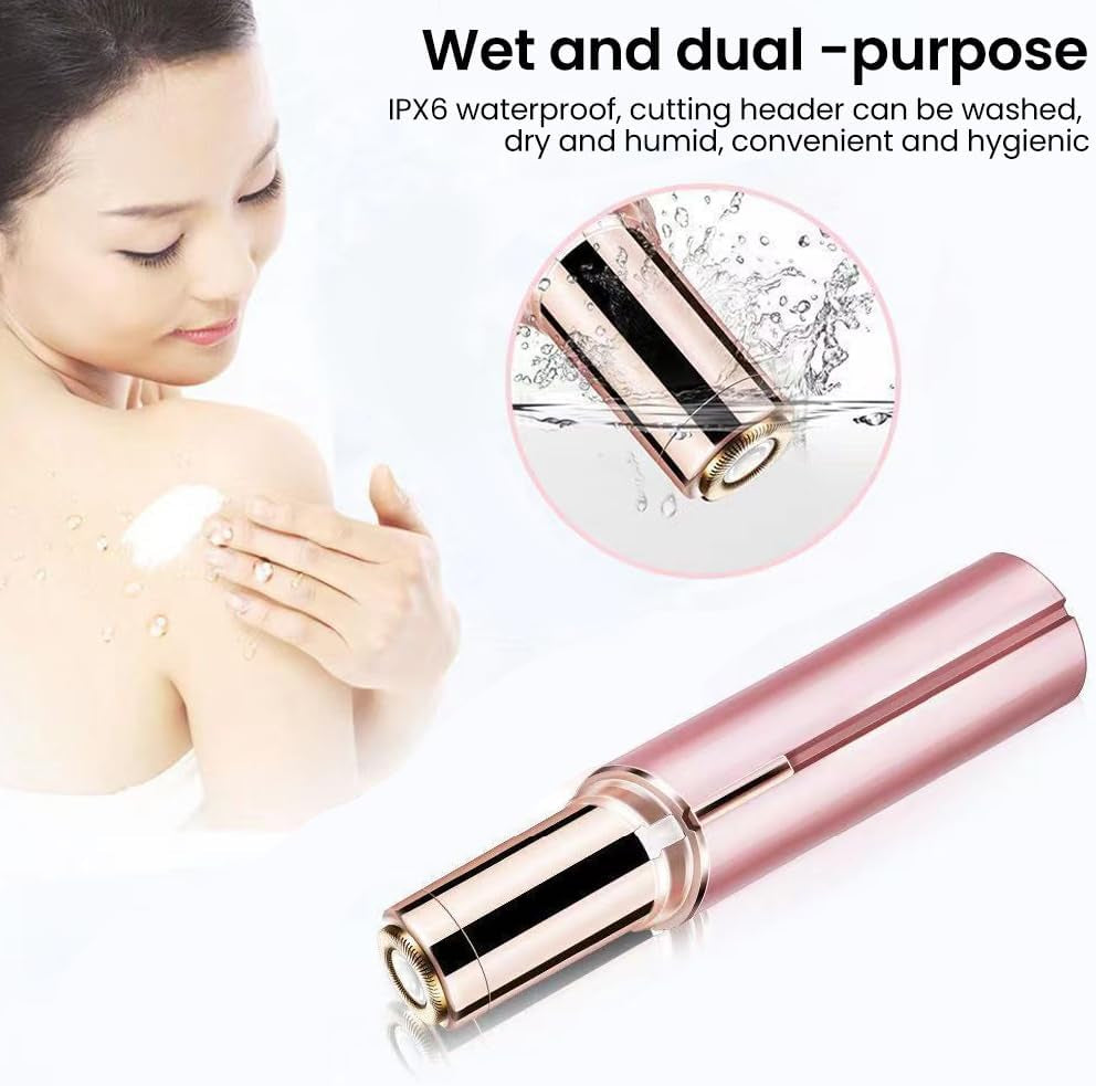 Flawless Rose Gold Facial Hair Remover - USB Rechargeable, Waterproof & Painless with LED Light